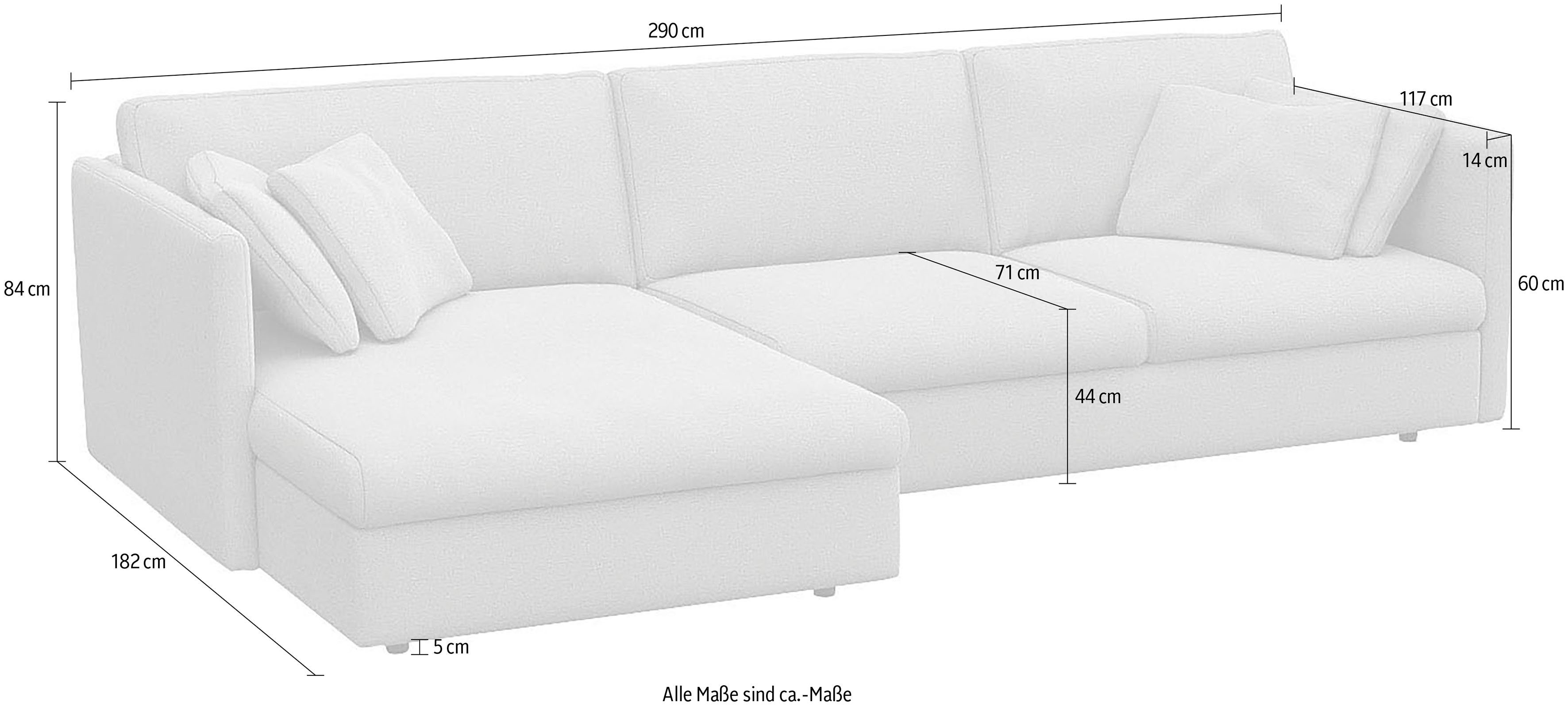 FLEXLUX Hoekbank Lovane Zacht en zeer comfortabel, grote zitdiepte op koudschuim, inclusief sierkussen