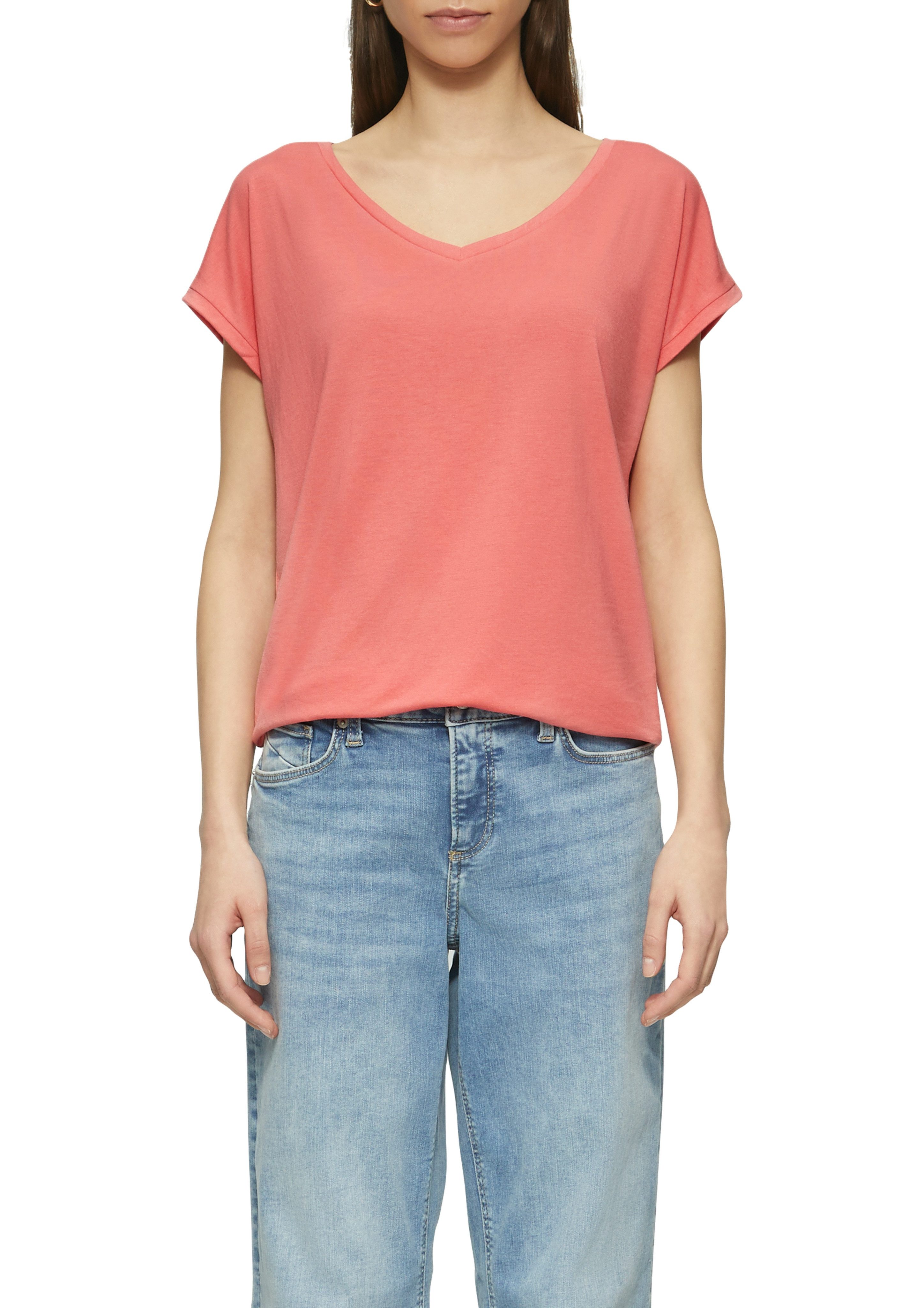 Q/S designed by T-shirt met v-hals dames t-shirts maat XL (42) rood