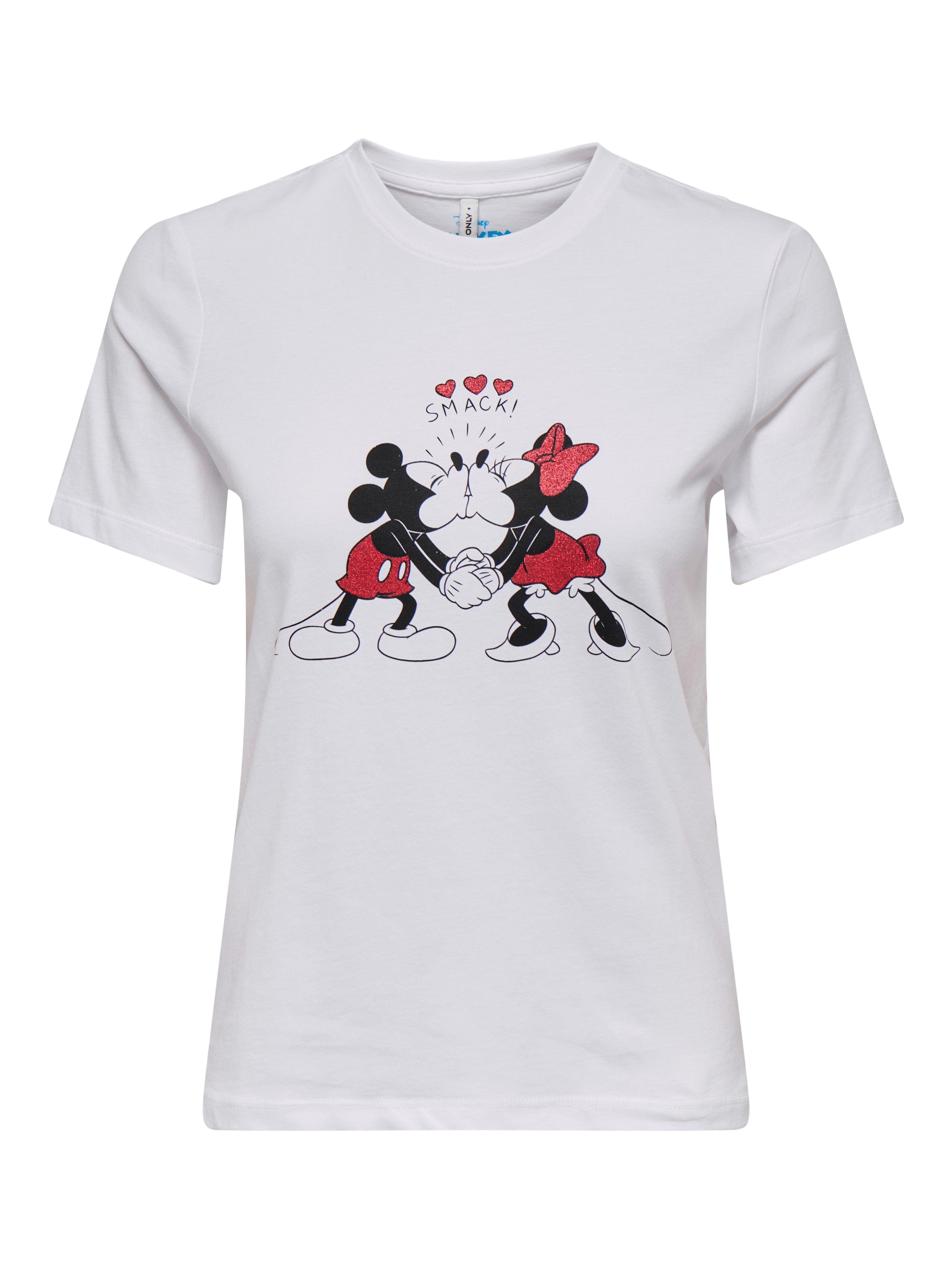 Only Shirt met korte mouwen ONLMICKEY LIFE REG S/S VALENTINE TOP JRS dames t-shirts maat M (38) wit