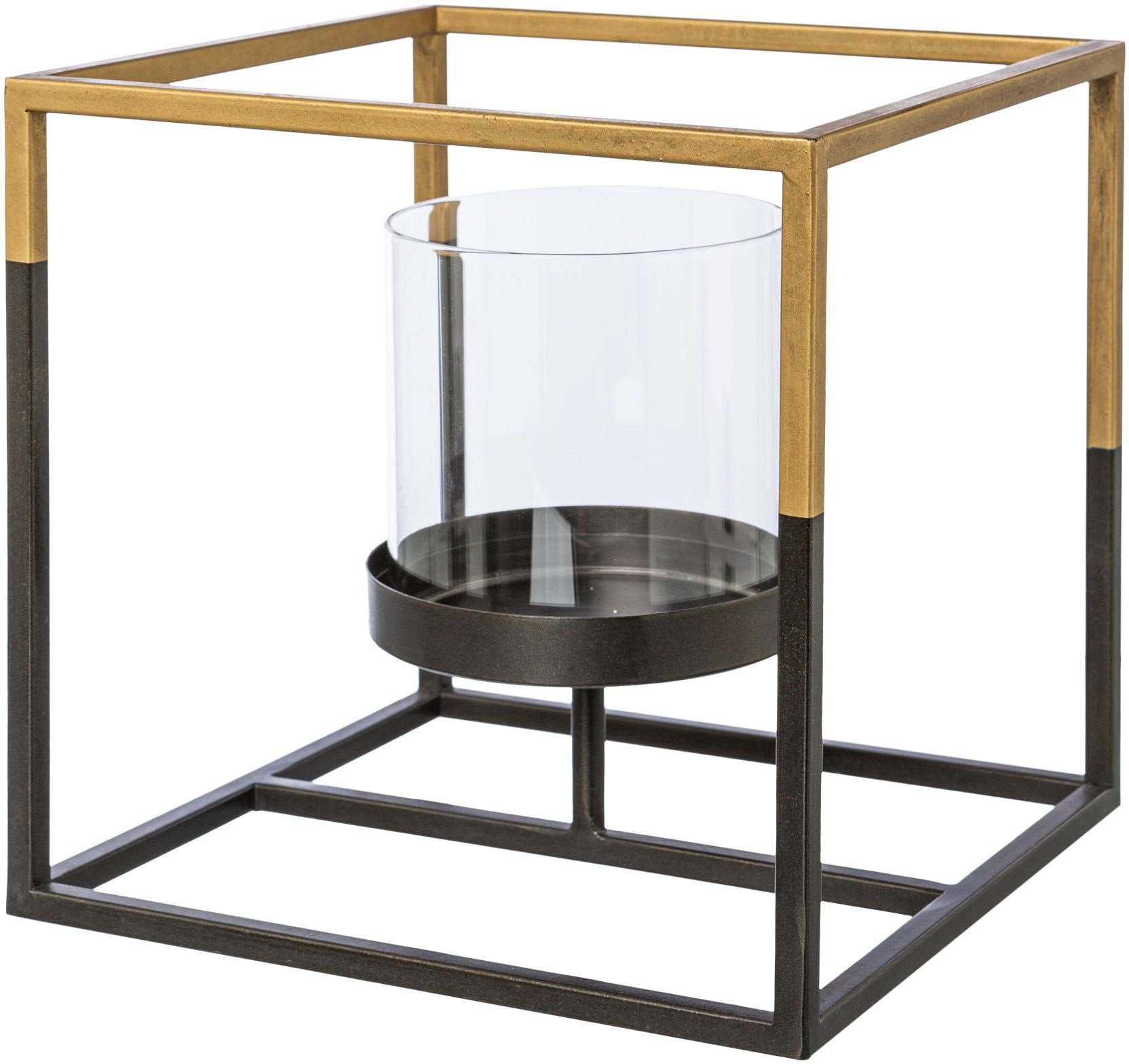 Creativ deco Waxinelichthouder met glas, voor stompkaarsen, hoogte ca. 20 cm (1 stuk)