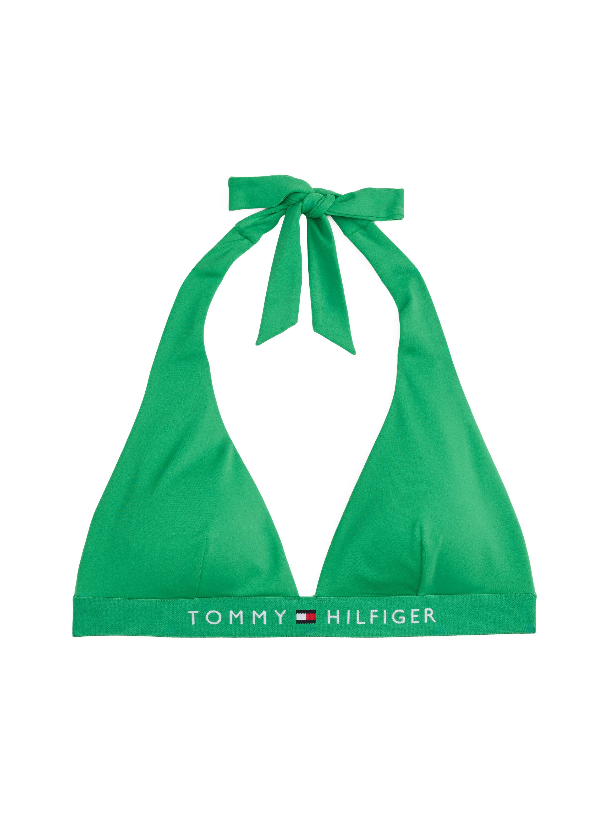 Tommy Hilfiger Swimwear Triangel-bikinitop HALTER RP met logo-opdruk, met druksluiting