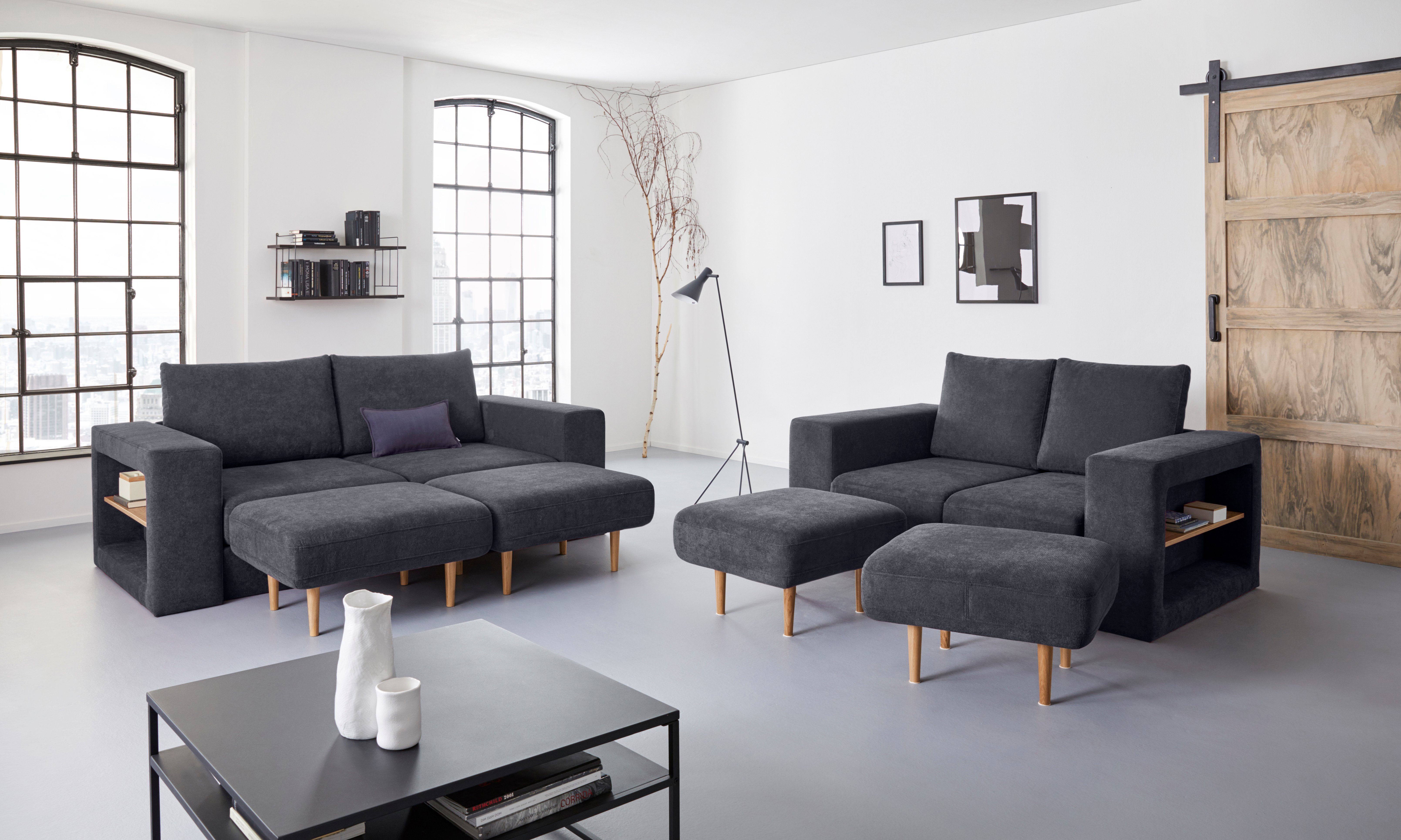 LOOKS BY WOLFGANG JOOP 3-zitsbank Looksvb Aan te passen bank: de bank wordt een bank met 2 hockers, met kastfunctie