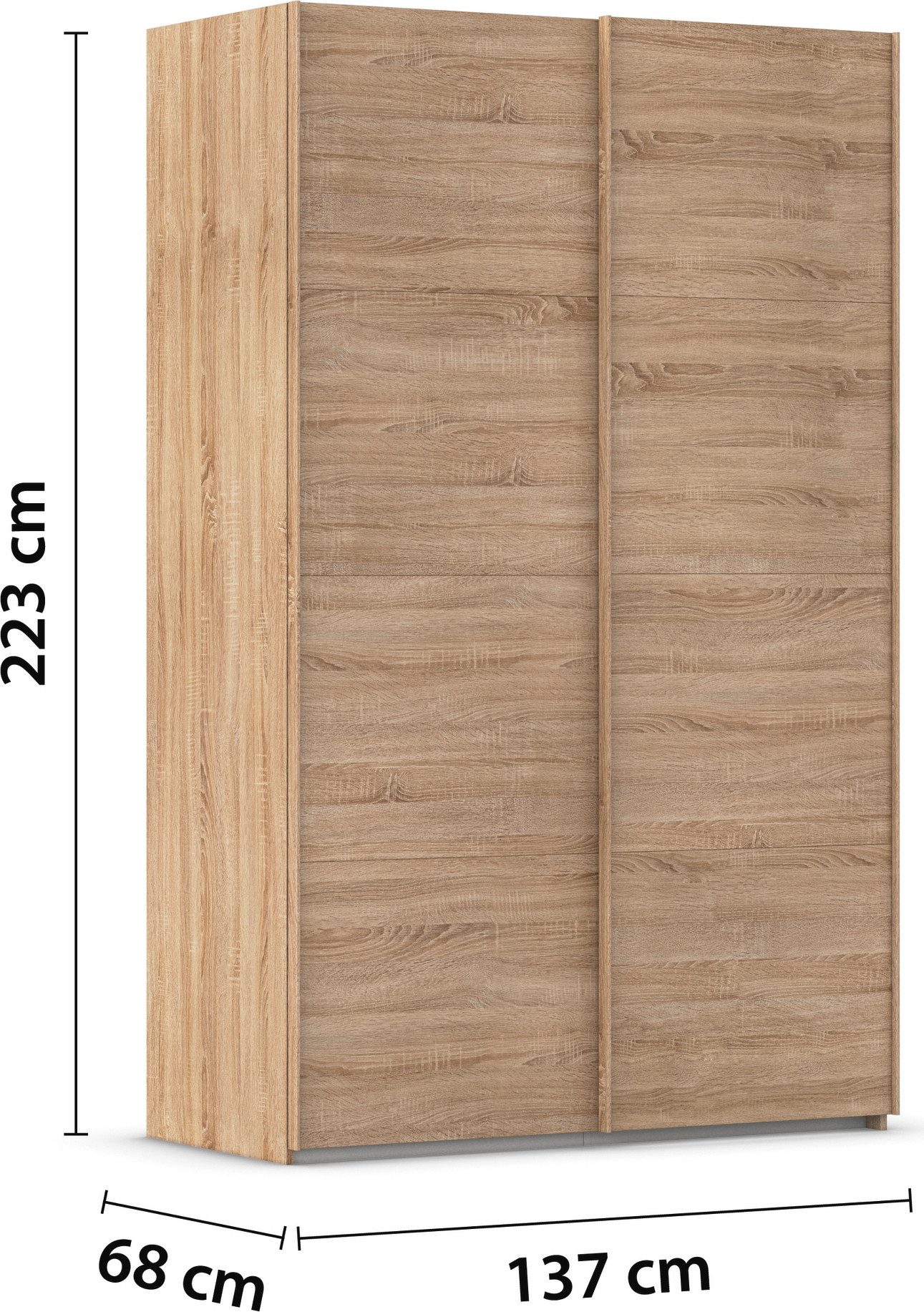 rauch Schuifdeurkast Kledingkast Kast Garderobe Slaapkamerkast EVELYN in elegante stijl, in 5 breedtes, handgrepen in corpuskleur made in germany