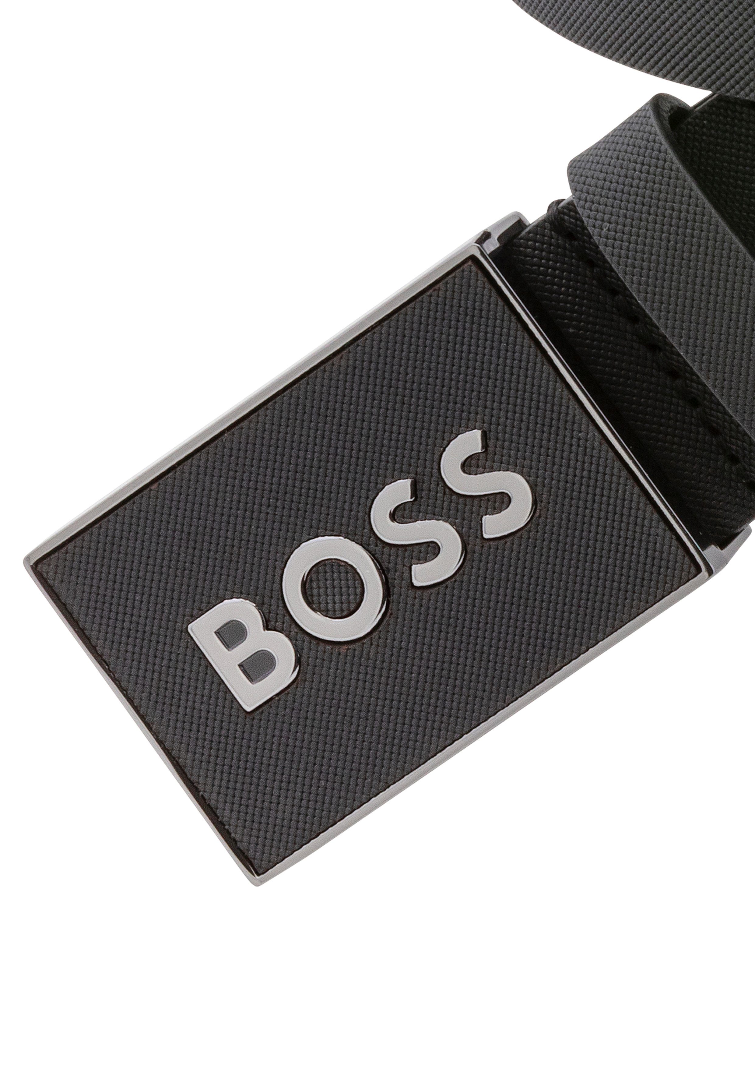Boss Leren riem Boss Icon-S1 Sz40 met groot boss schrift op de gesp