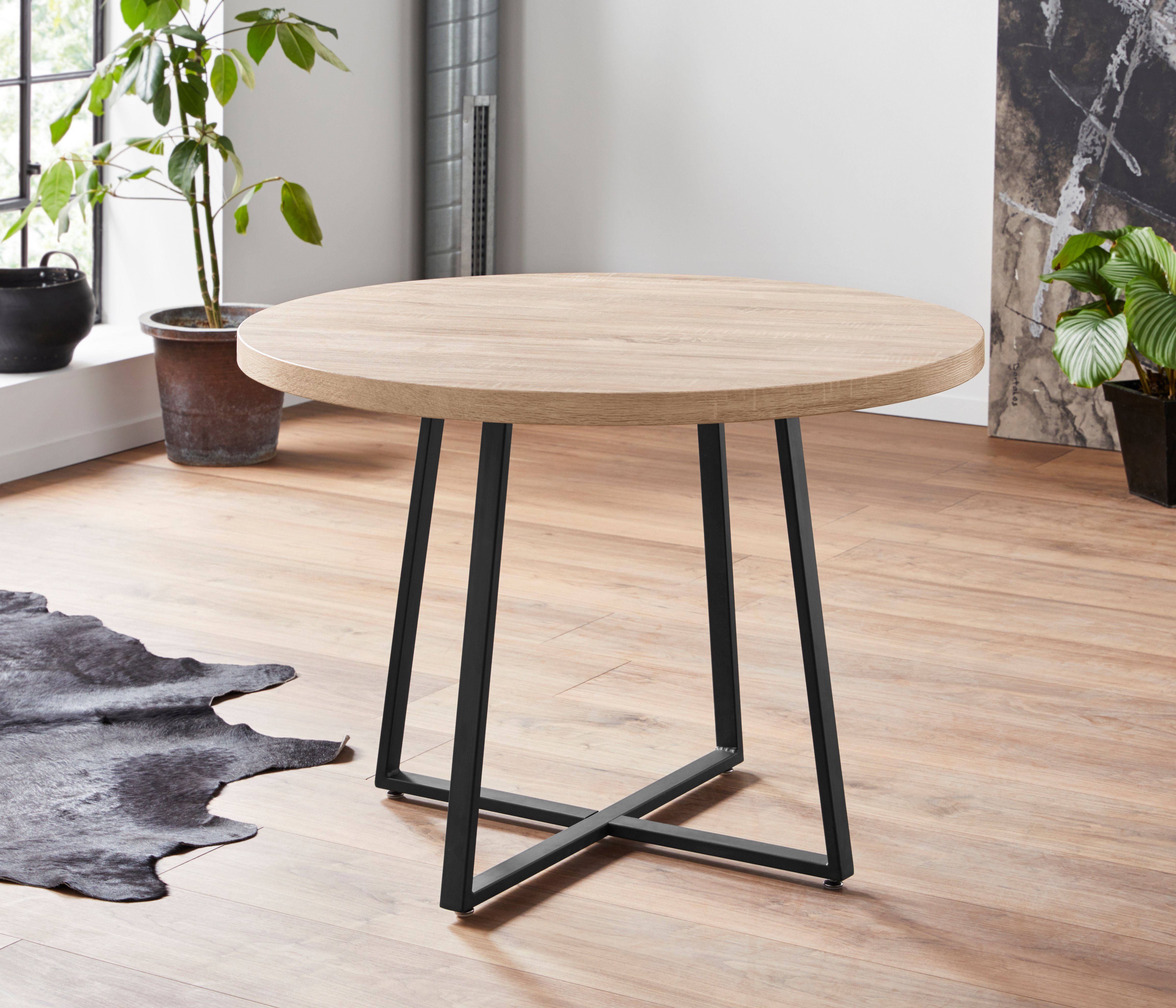 Home affaire Eettafel Anja, TOPSELLER! Diameter 110 cm, Scandi design, metalen frame