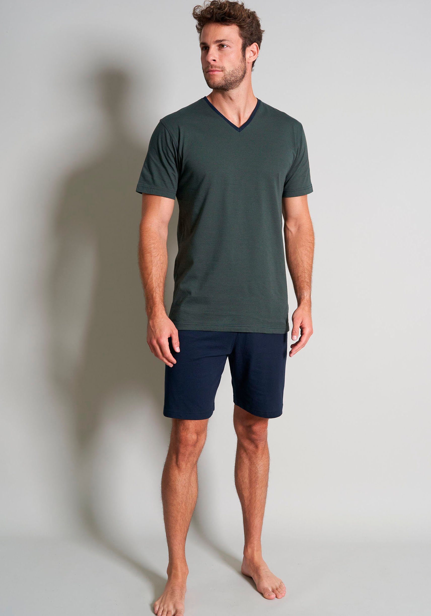 Tom Tailor Shortama Nevada met cool v-hals (2-delig)