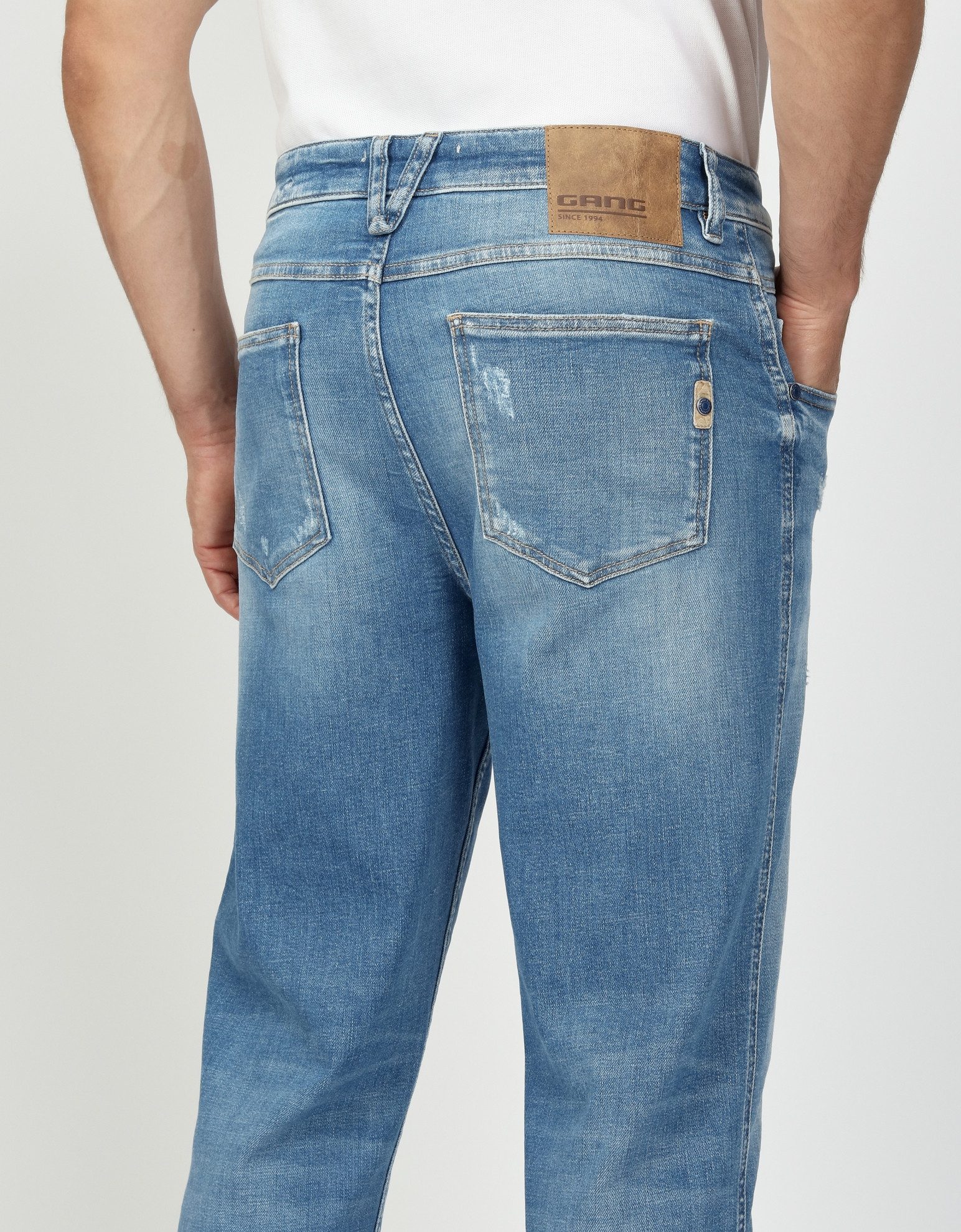 GANG Stretch jeans 94MARCO in relaxte 5-pocket stijl met dubbele riemlus