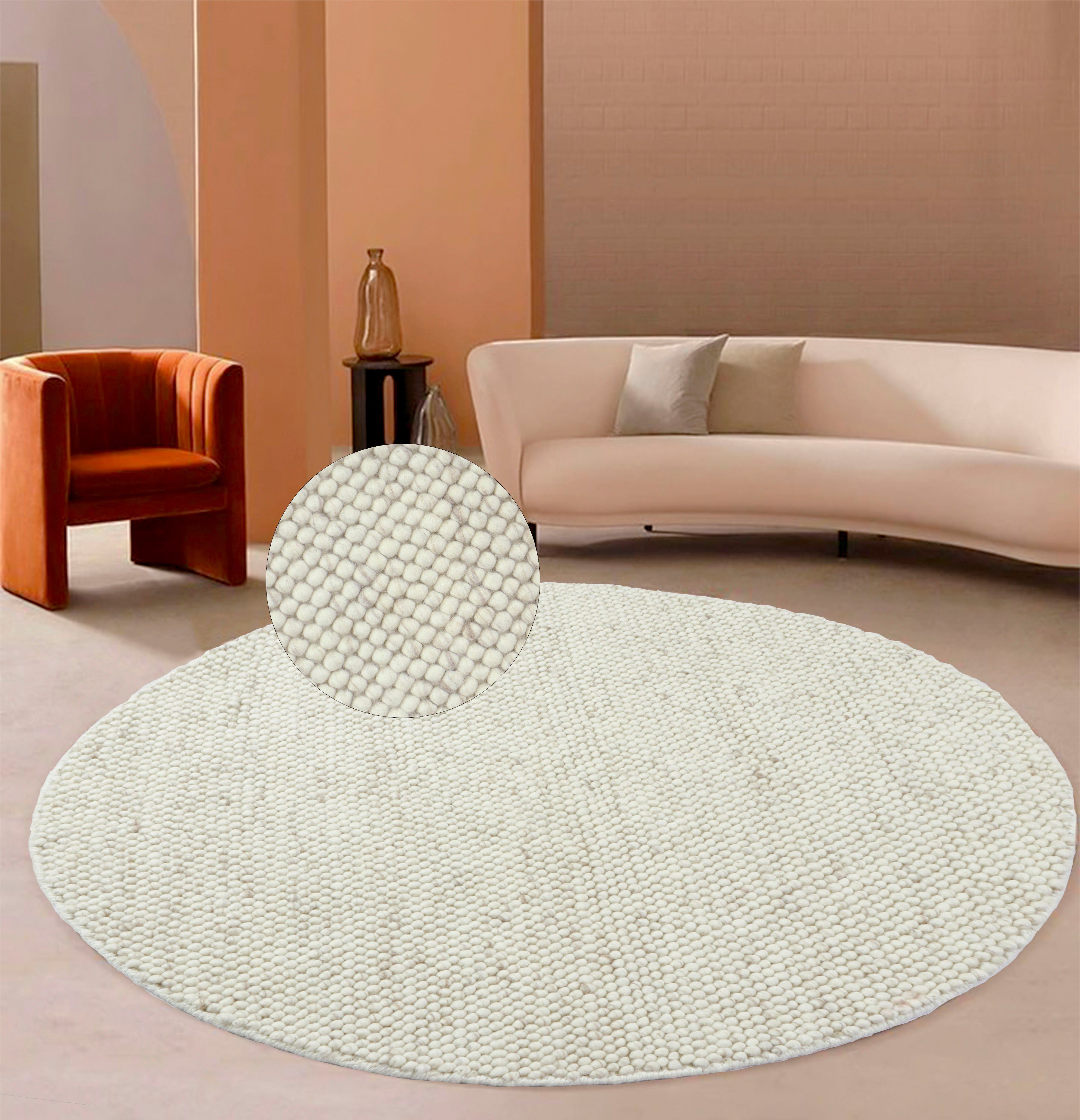 my home Wollen kleed WOLLY Wol, met de hand geweven, handgeweven vloerkleden, woonkamer, slaapkamer moderne vloerkleden beige