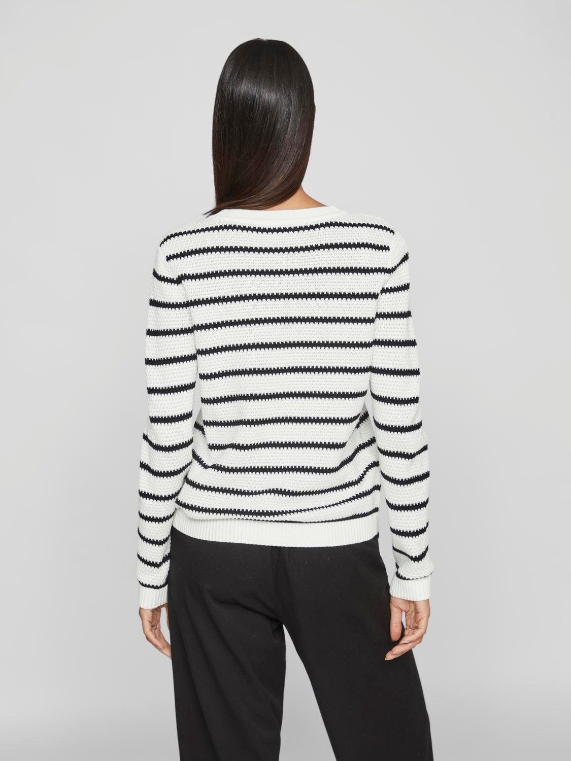 Vila Trui met ronde hals VIDALO O-NECK L/S STRIPE KNIT TOP- NOOS
