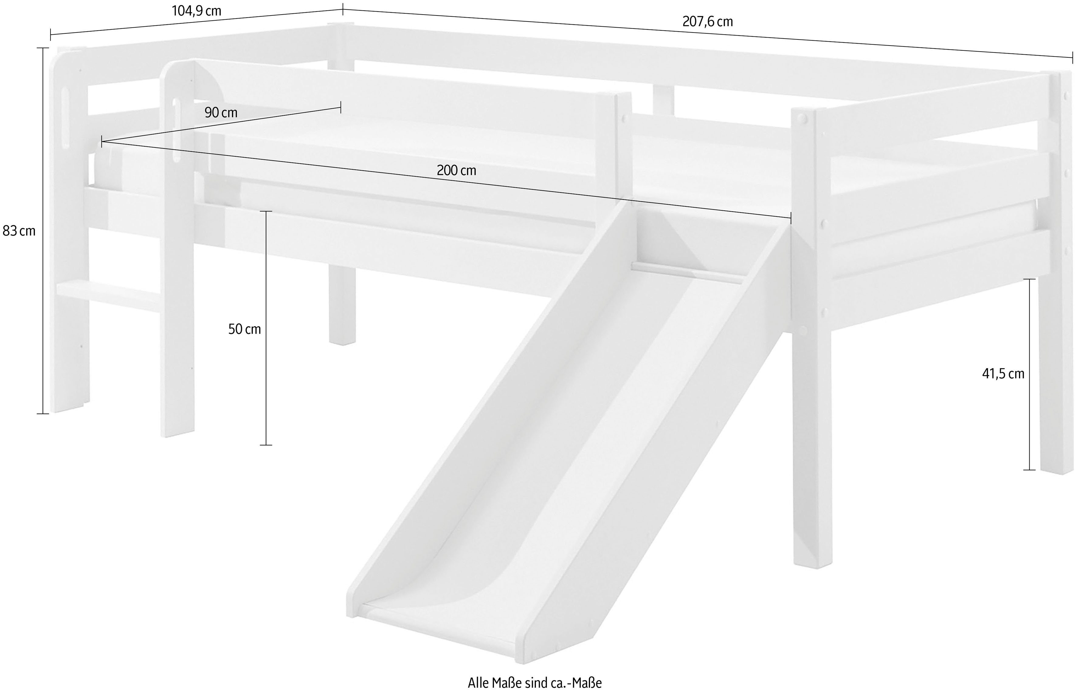 Vipack Speelbed Vipack Pino Laag speelbed met LF 90x 200 cm, uitvoering wit of grijs gelakt