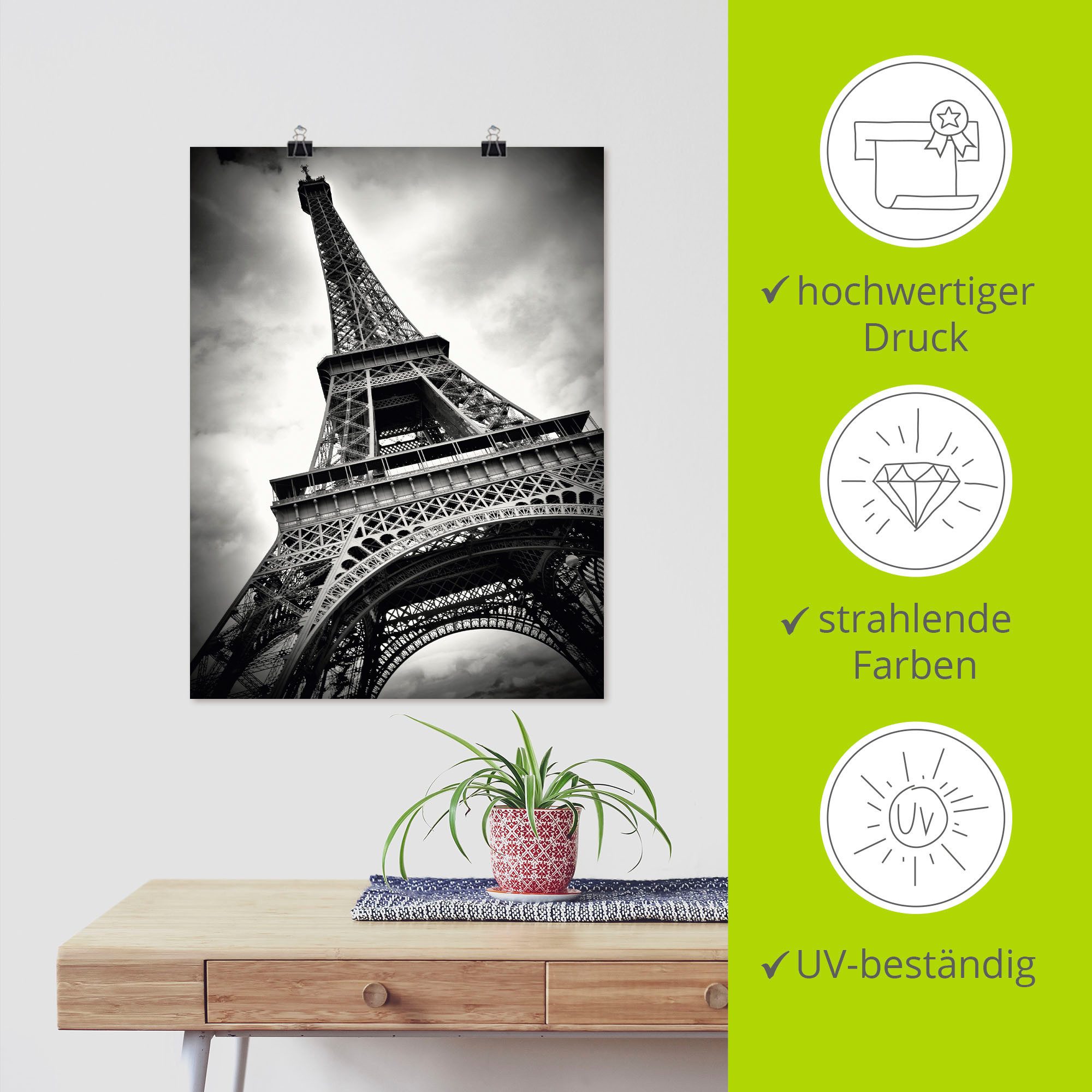 Artland Artprint Eiffeltoren Parijs als artprint op linnen, poster in verschillende formaten maten