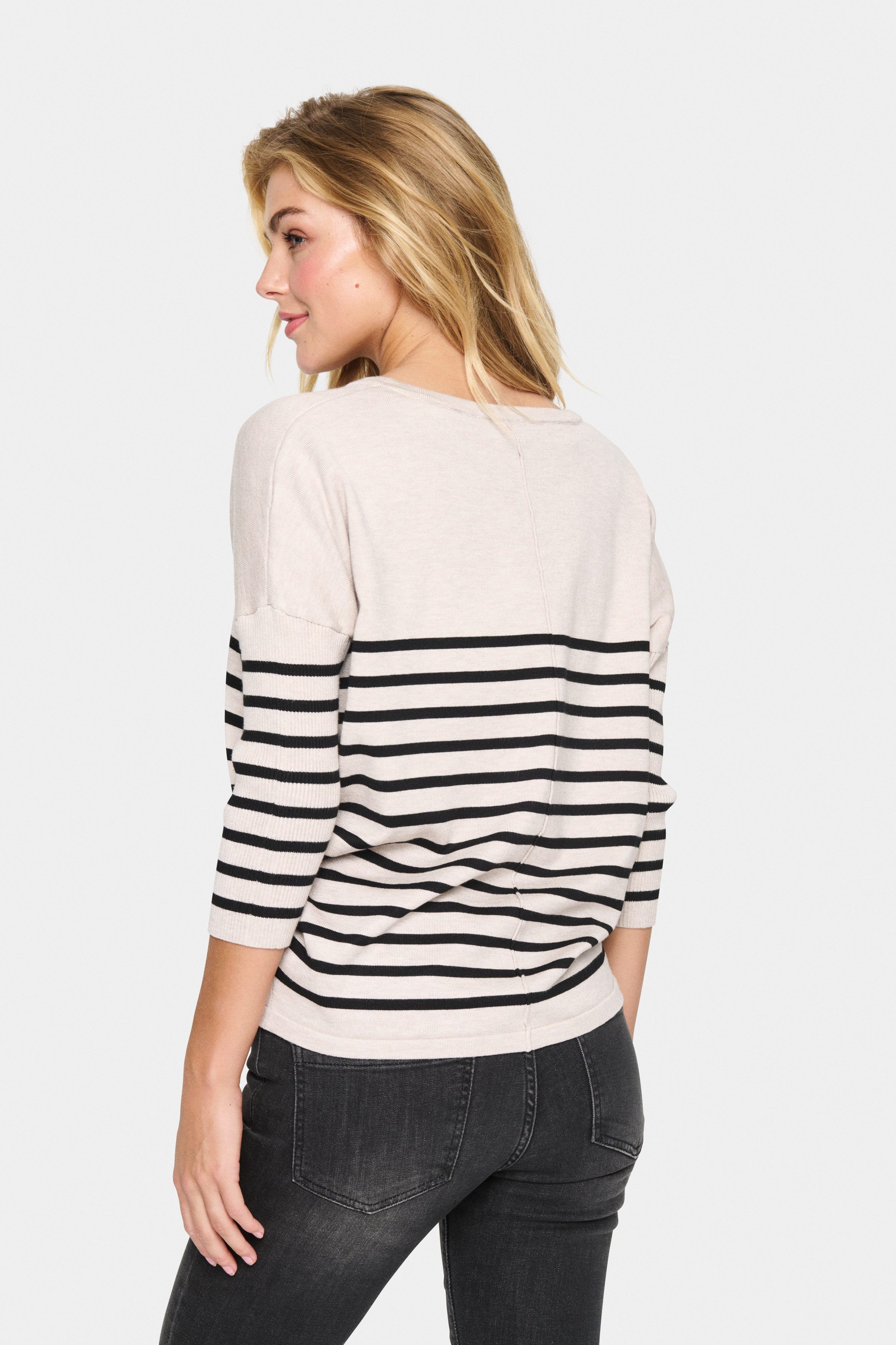 Saint Tropez Gebreide trui MilaSZ R-neck Stripe