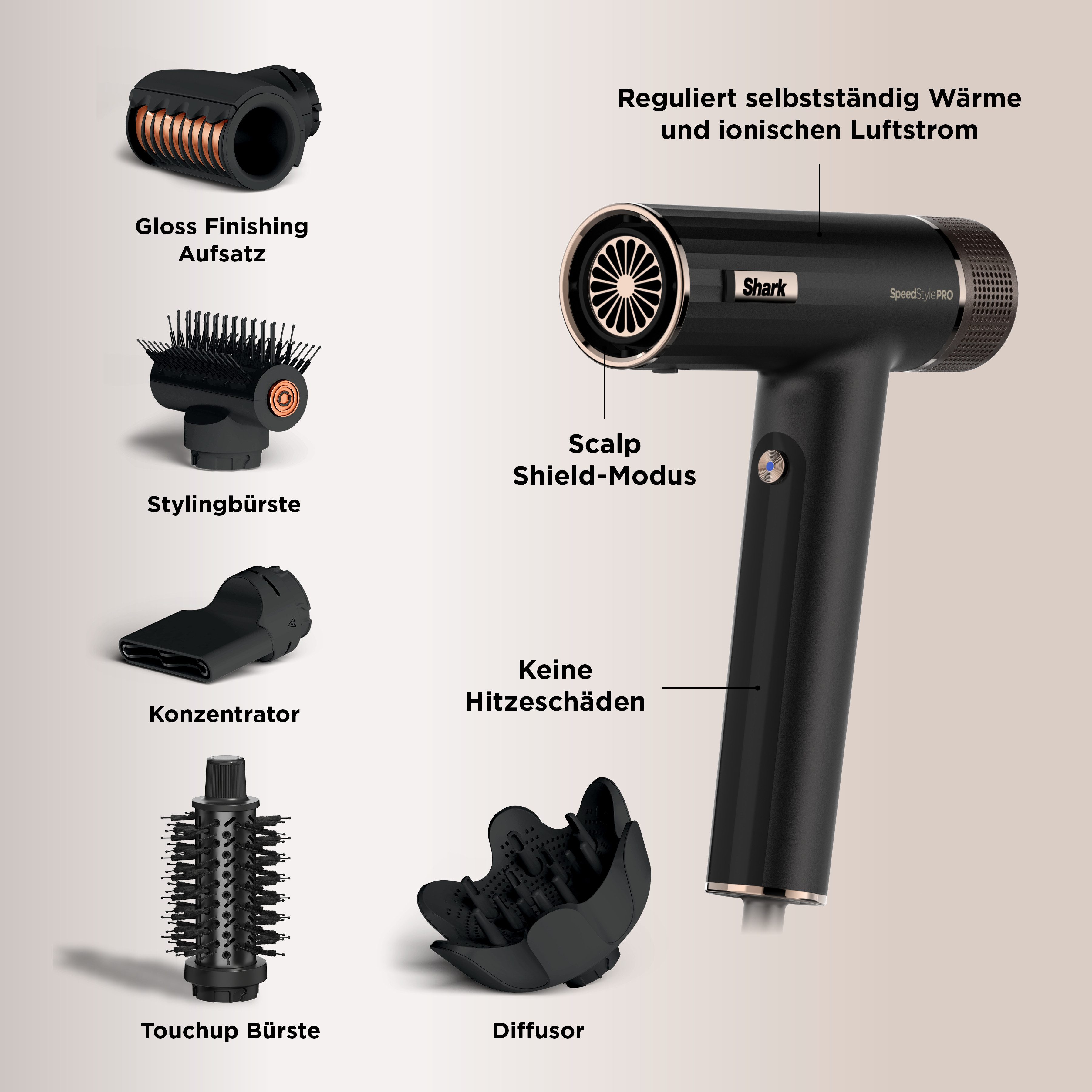 Shark Ionic haardroger Shark Speedstyle Pro 5-in-1 Haartrockner HD752EU