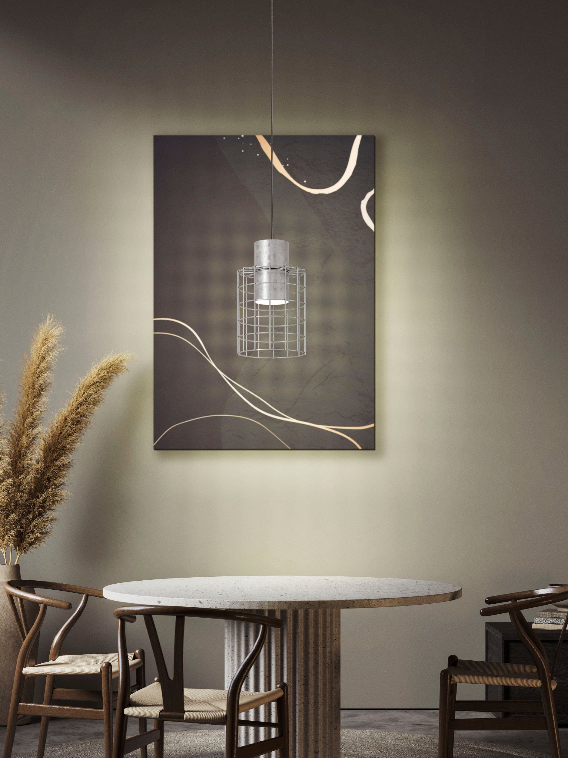 EGLO Hanglamp MILLIGAN Hanglamp in zilverkleur en wit van staal - excl. E27 - 40W (1 stuk)