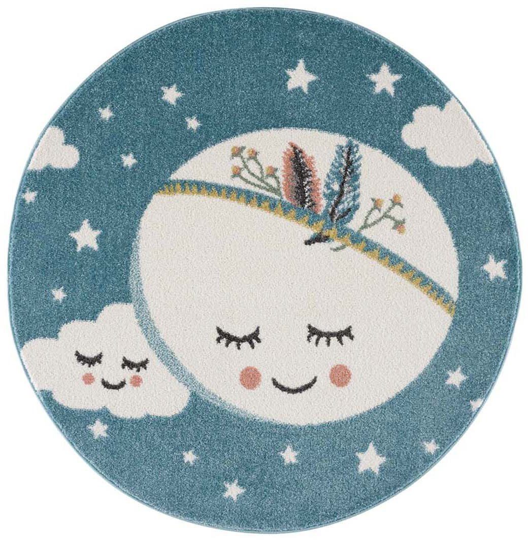 Carpet City Kindervloerkleed Anime9383 Sterretjes-vloerkleed met maan, zachte pool, gemakkelijk in onderhoud, kinderkamer
