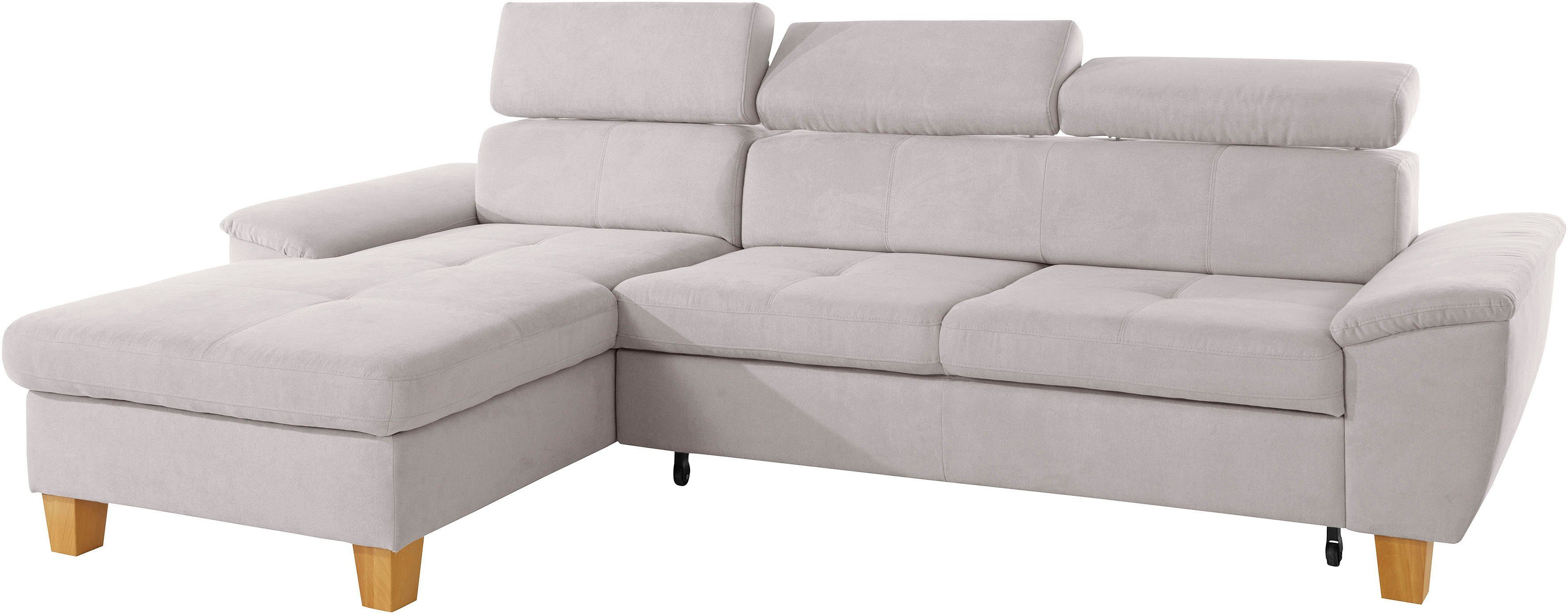 exxpo - sofa fashion Hoekbank Enya, uitgebreide afwerking, hoog zitcomfort, comfortabel, L-vorm inclusief verstelbare hoofdsteun, naar keuze met slaapfunctie en bedkist