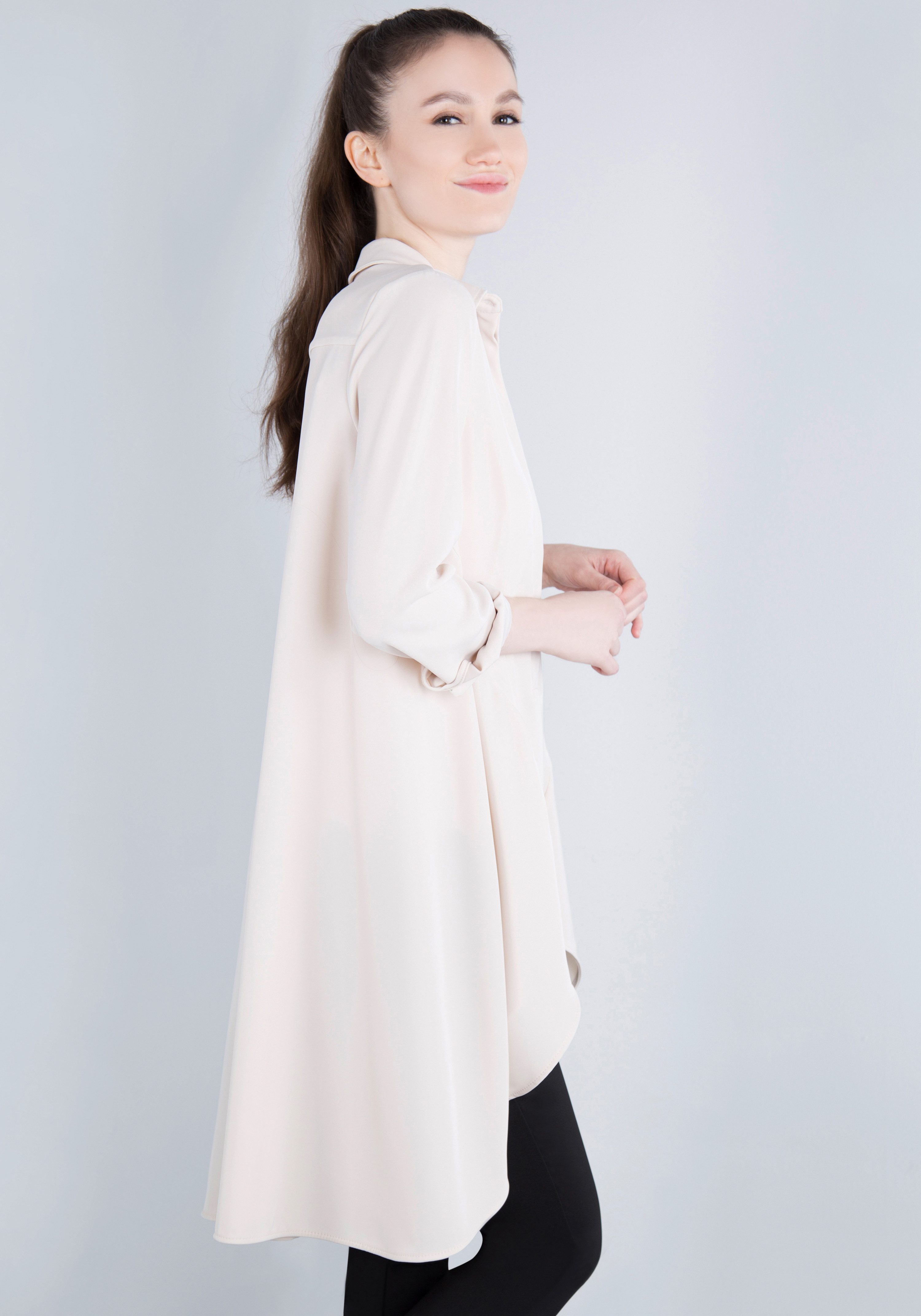 IMPERIAL Klassieke blouse IMP-C ED3BEW soepele voor kort, achter lang-blouse