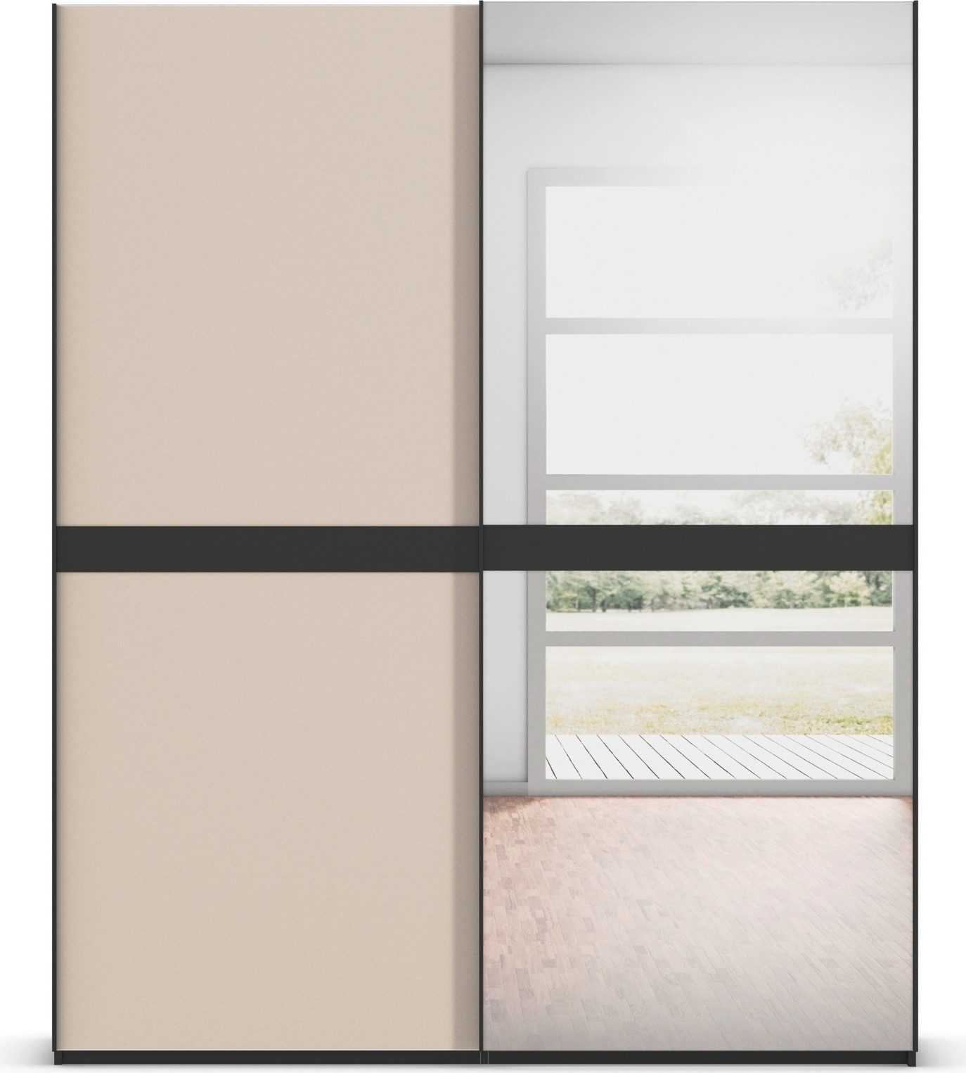 rauch Schuifdeurkast Kledingkast kast garderobe slaapkamerkast SCALE-LINE edel uiterlijk met buikband met glas/spiegel-front made in germany