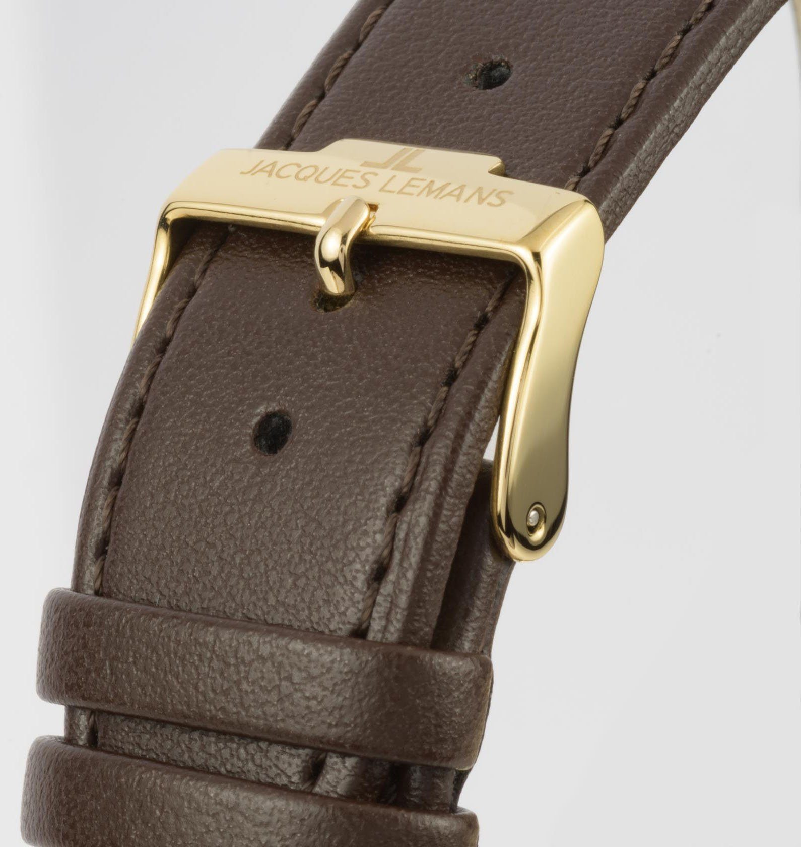 Jacques Lemans Solarhorloge Eco Power Solar Wood, 1-2105B Horloge, houten wijzerplaat, band van vegan appel-leder
