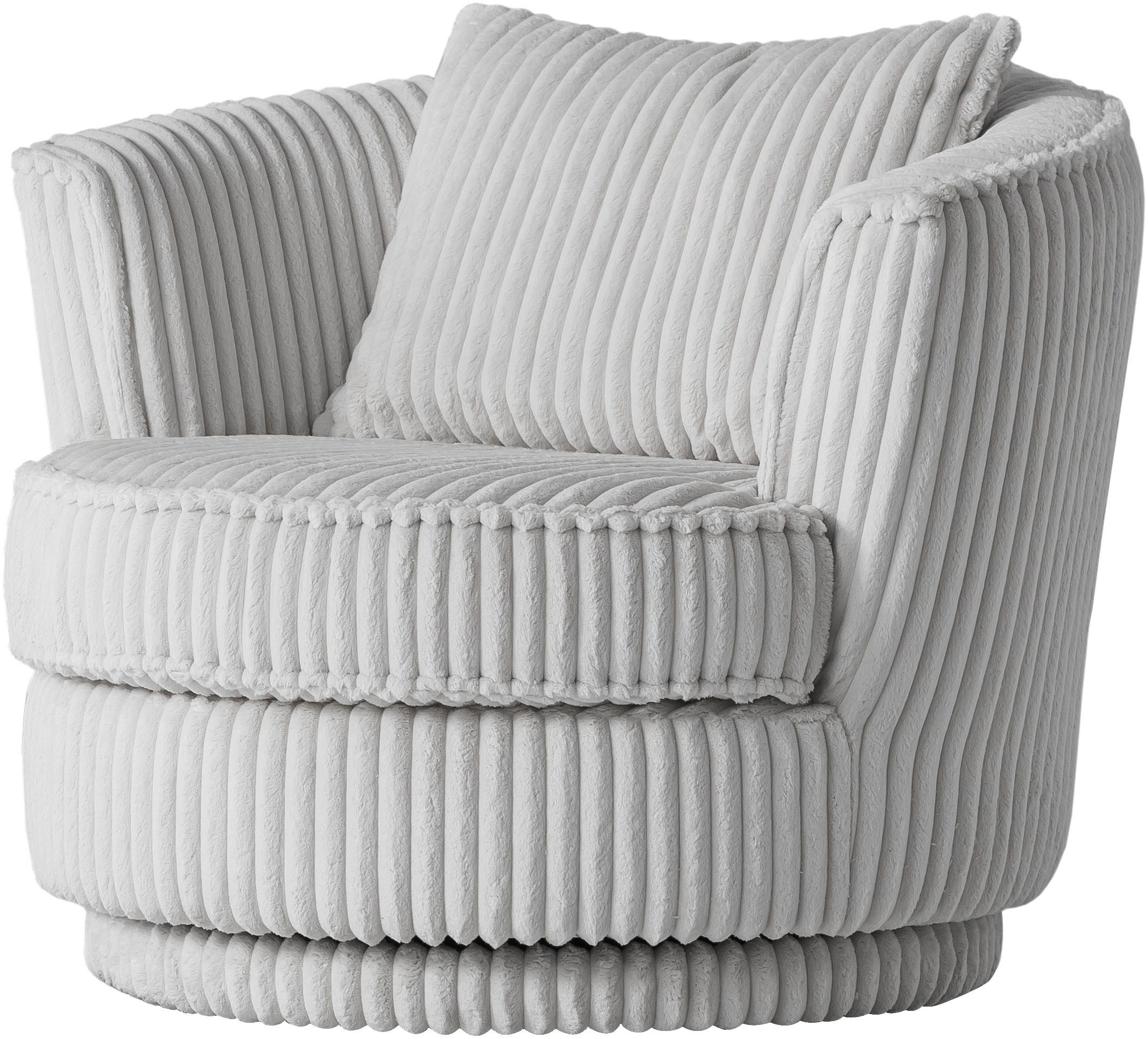 Leonique Draaibare fauteuil MAISIE, leesfauteuil, love seat, trendige stoffen mega cord en geweven velours, 360 graden draaibaar