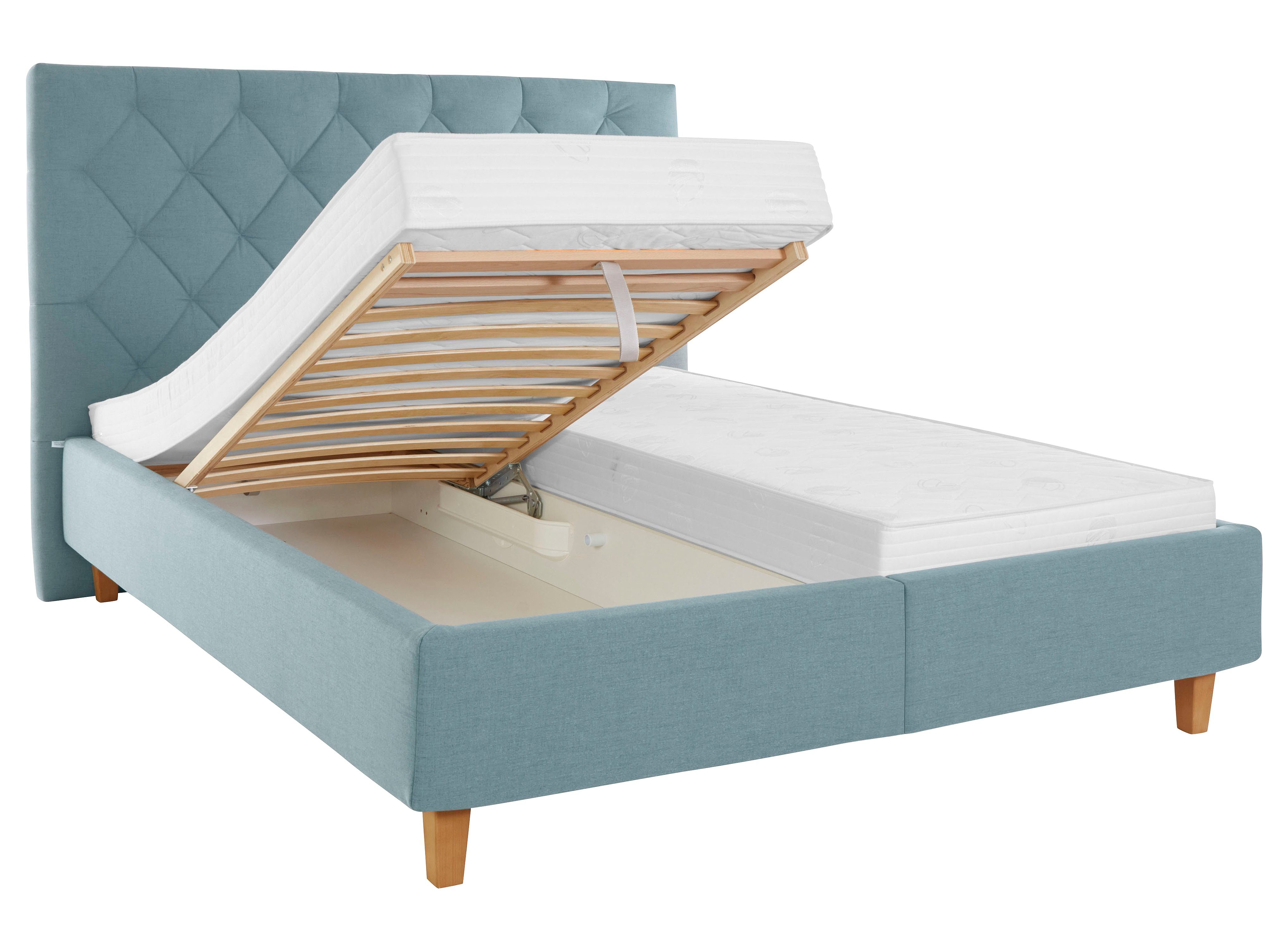 Guido Maria Kretschmer Home&Living Gestoffeerd bed Sunley 140 Kruisstiksel, hoofdbordhoogte 142 cm, zonder of met matras/lattenbodem