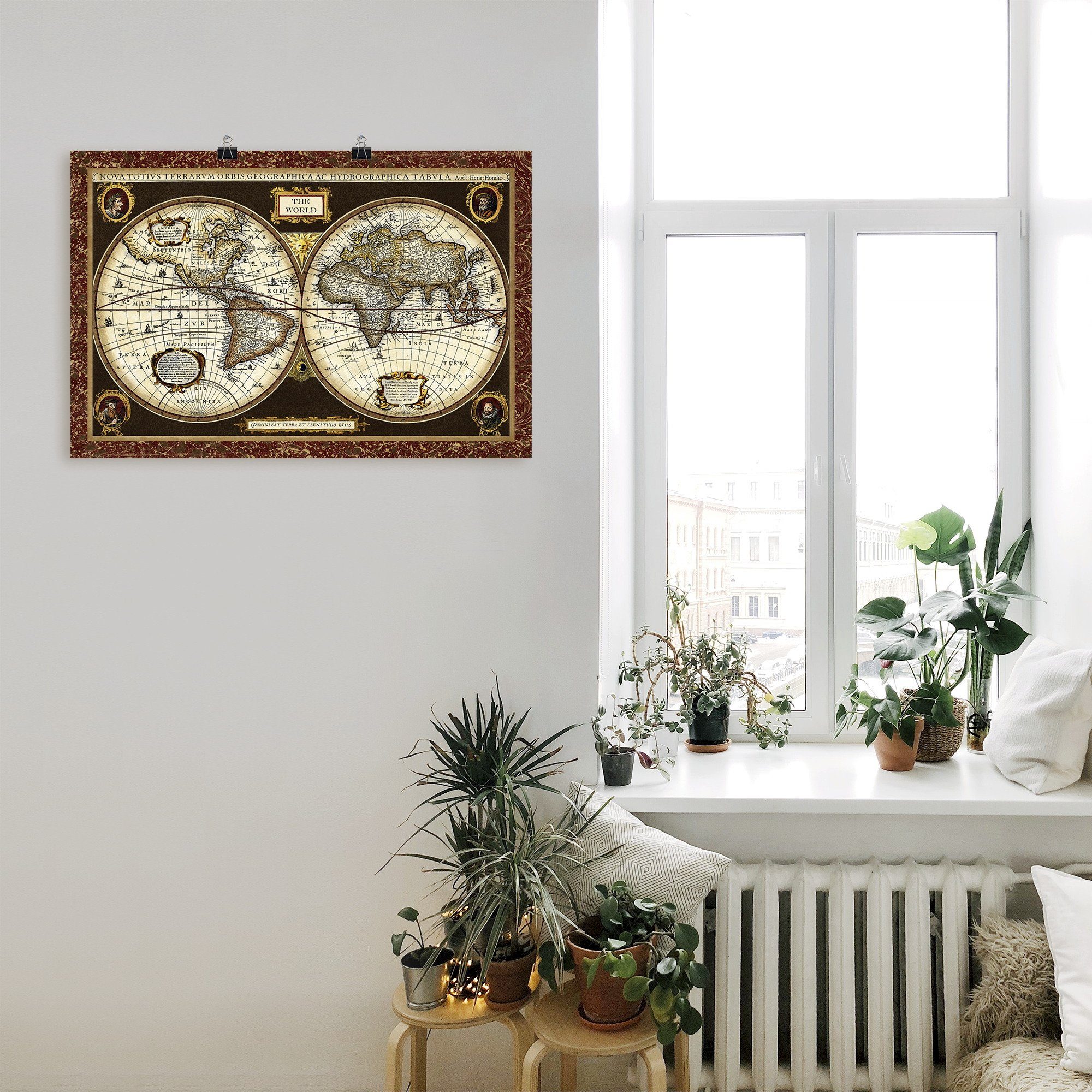 Artland Artprint Wereldkaart als artprint van aluminium, artprint voor buiten, artprint op linnen, poster, muursticker