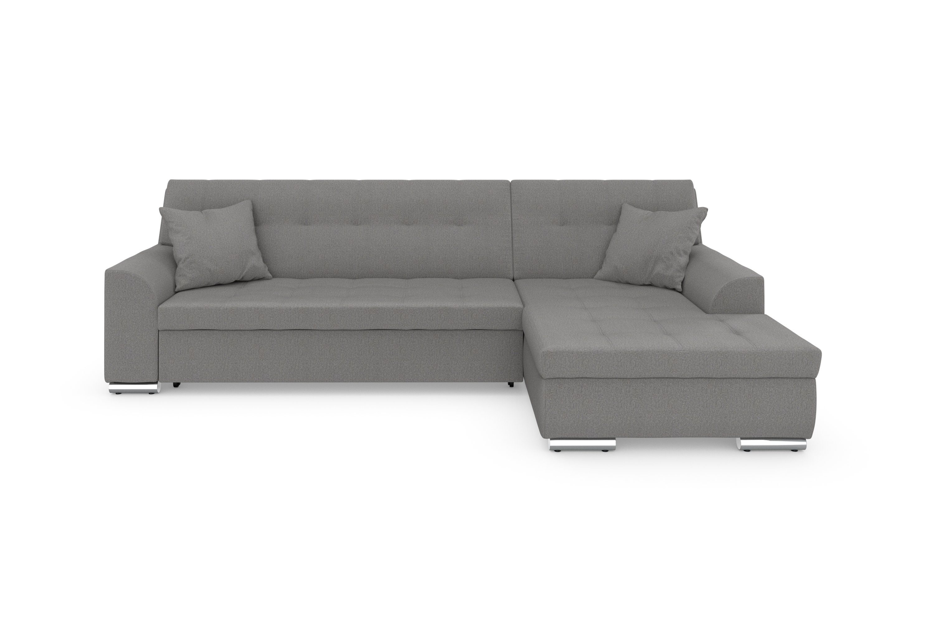 DOMO collection Hoekbank Treviso veel bekledingen, ook in cord, L-vorm, B/D/H: 267/80/83 cm optioneel met slaapbank functie, incl. sierkussens, hoogwaardig doorgestikt patroon
