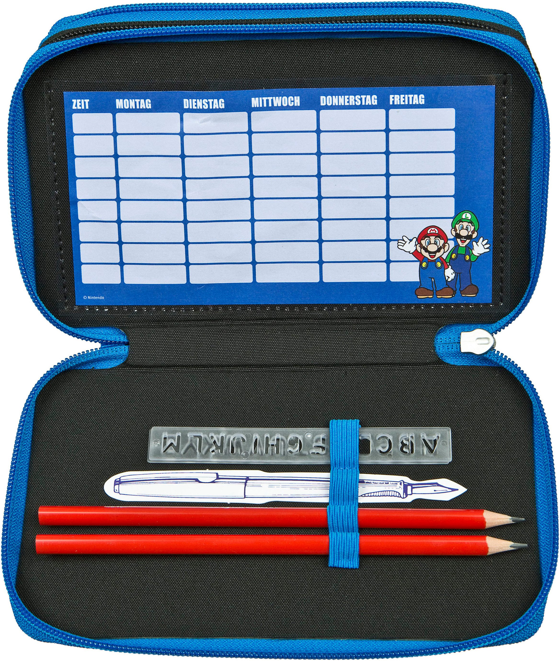 Scooli Etui Tripledecker, Super Mario gevuld, inclusief geodriehoek