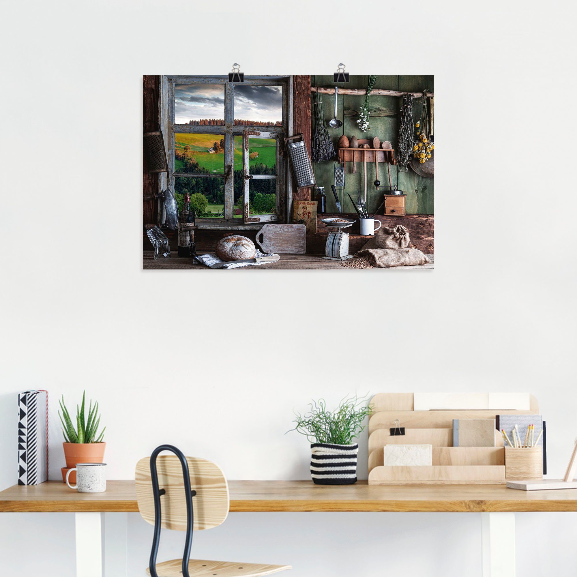 Artland Poster Rustieke boerenkeuken als artprint van aluminium, artprint op linnen, muursticker of poster in verschillende maten