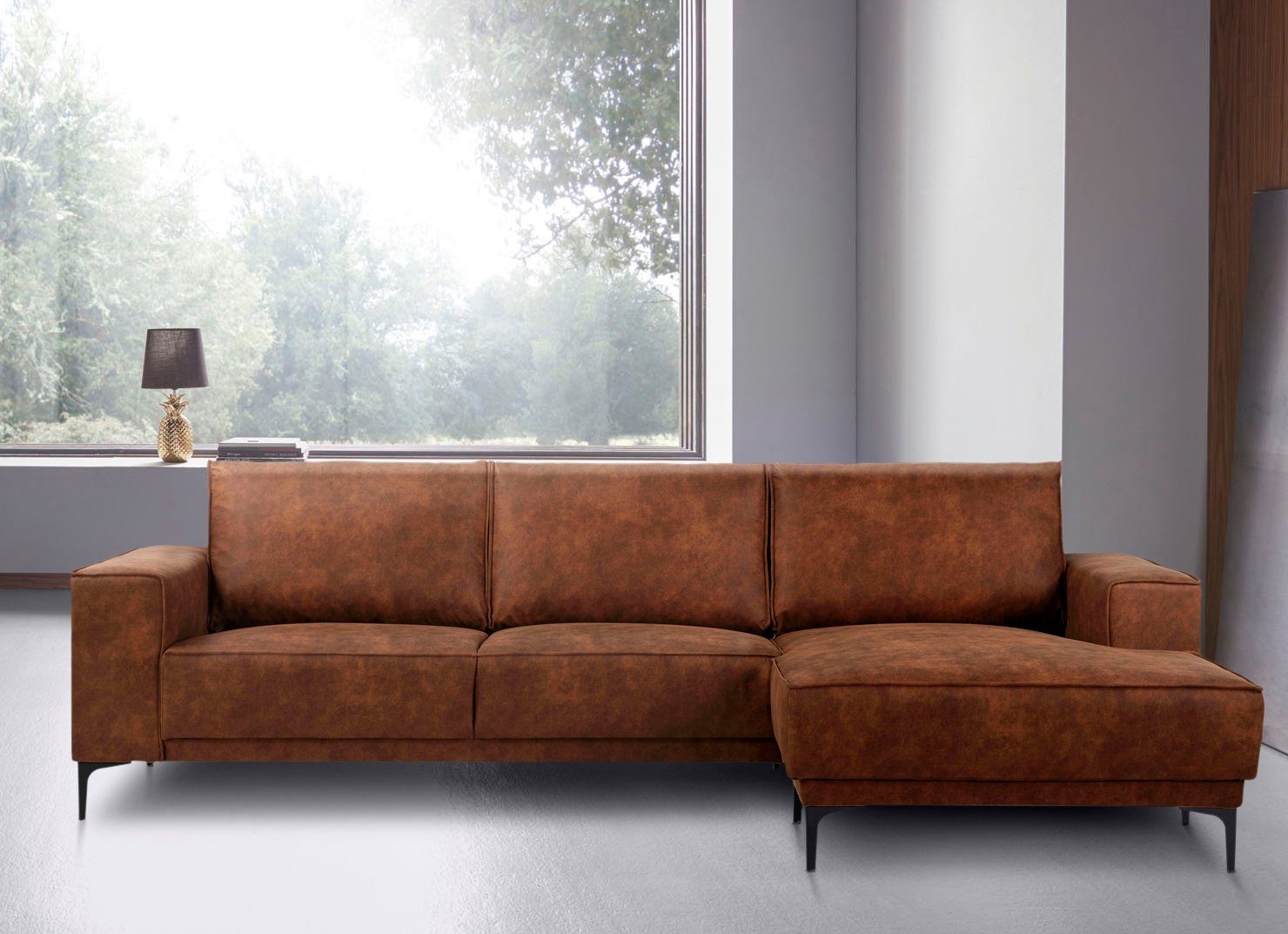 Places of Style Hoekbank Oland, structuur, platweefsel, luxe microvezel, bouclé
