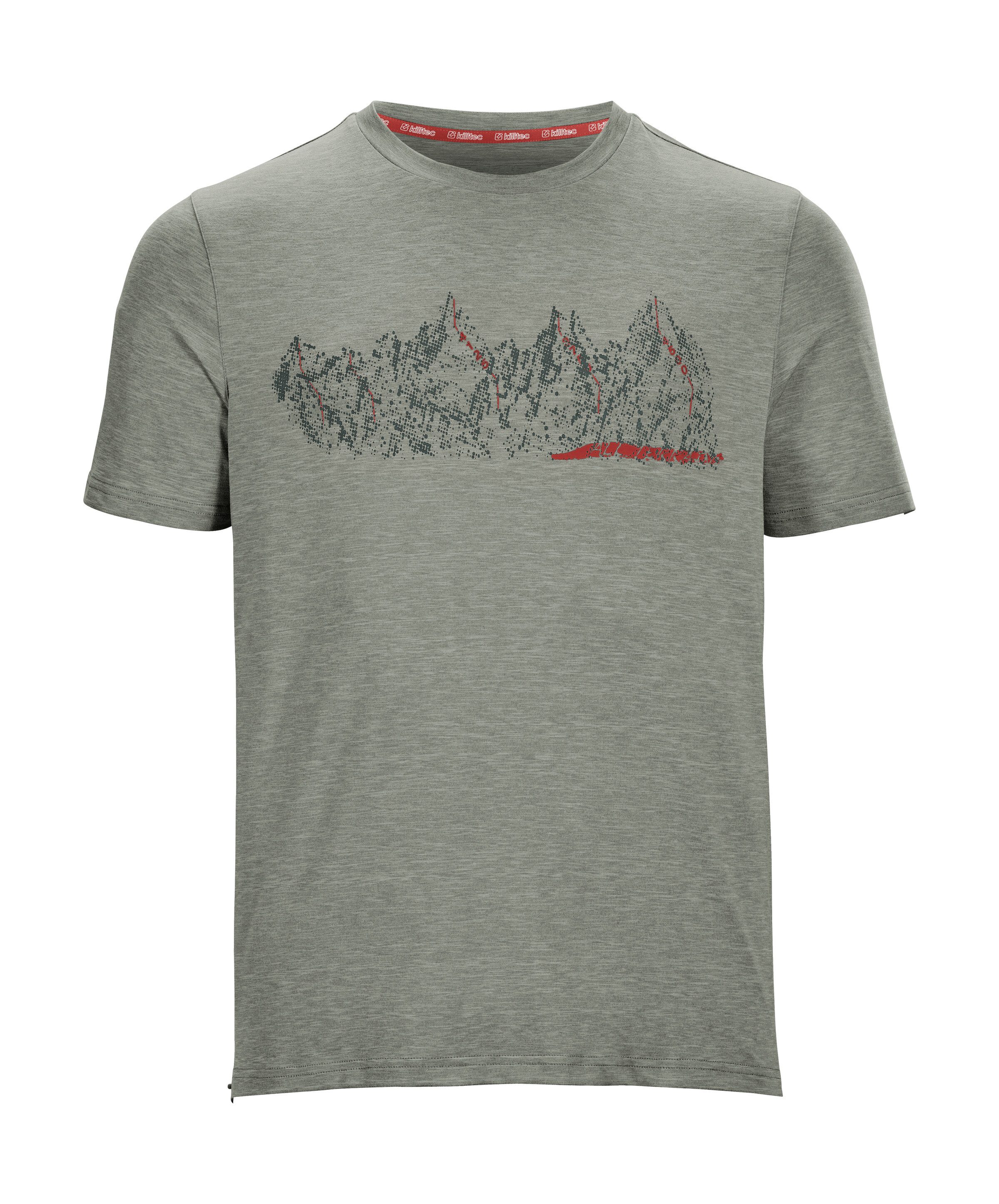 Killtec T-shirt Lilleo MN TSHRT C Sneldrogend heren T-shirt met bergprint en melange-look