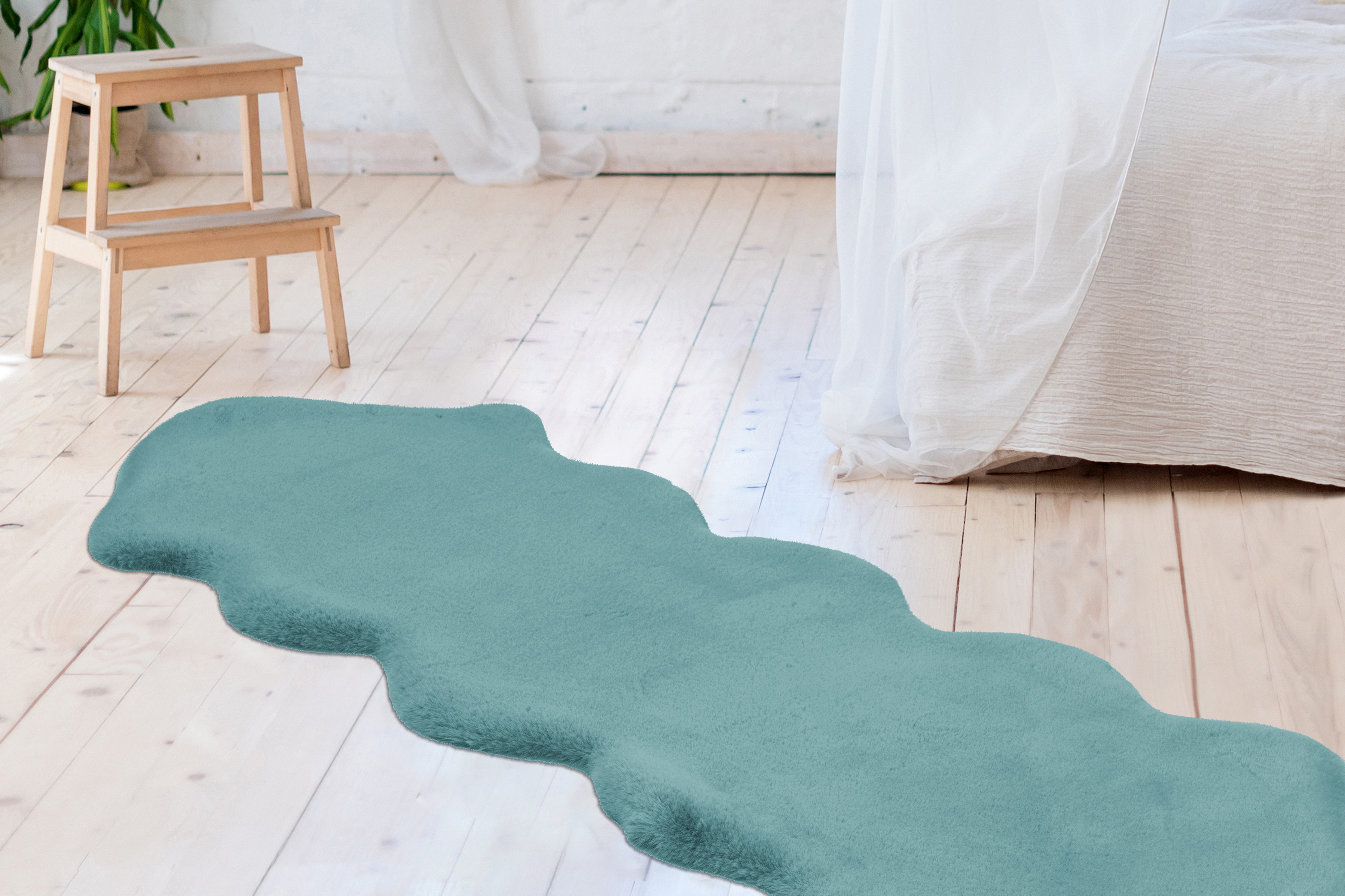 aRTE ESPINA Vachtvloerkleed Rabbit 300 Imitatiebont, konijnenbont-gevoel, superzacht, ideaal als slaapkamerkleed dieren vloerkleden blauw