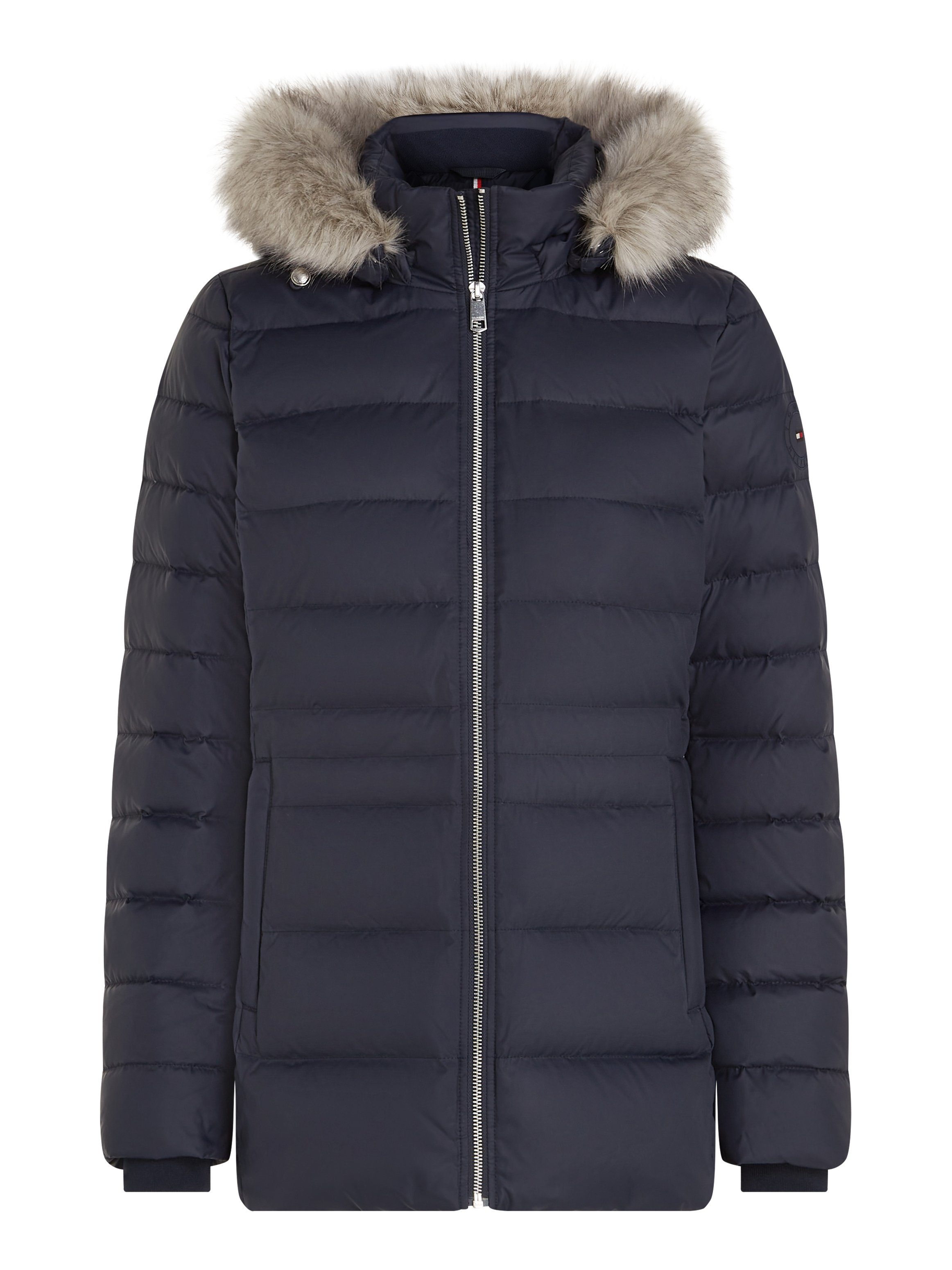 Tommy Hilfiger Donsjack TYRA DOWN JACKET WITH FUR met rand van imitatiebont op de capuchon