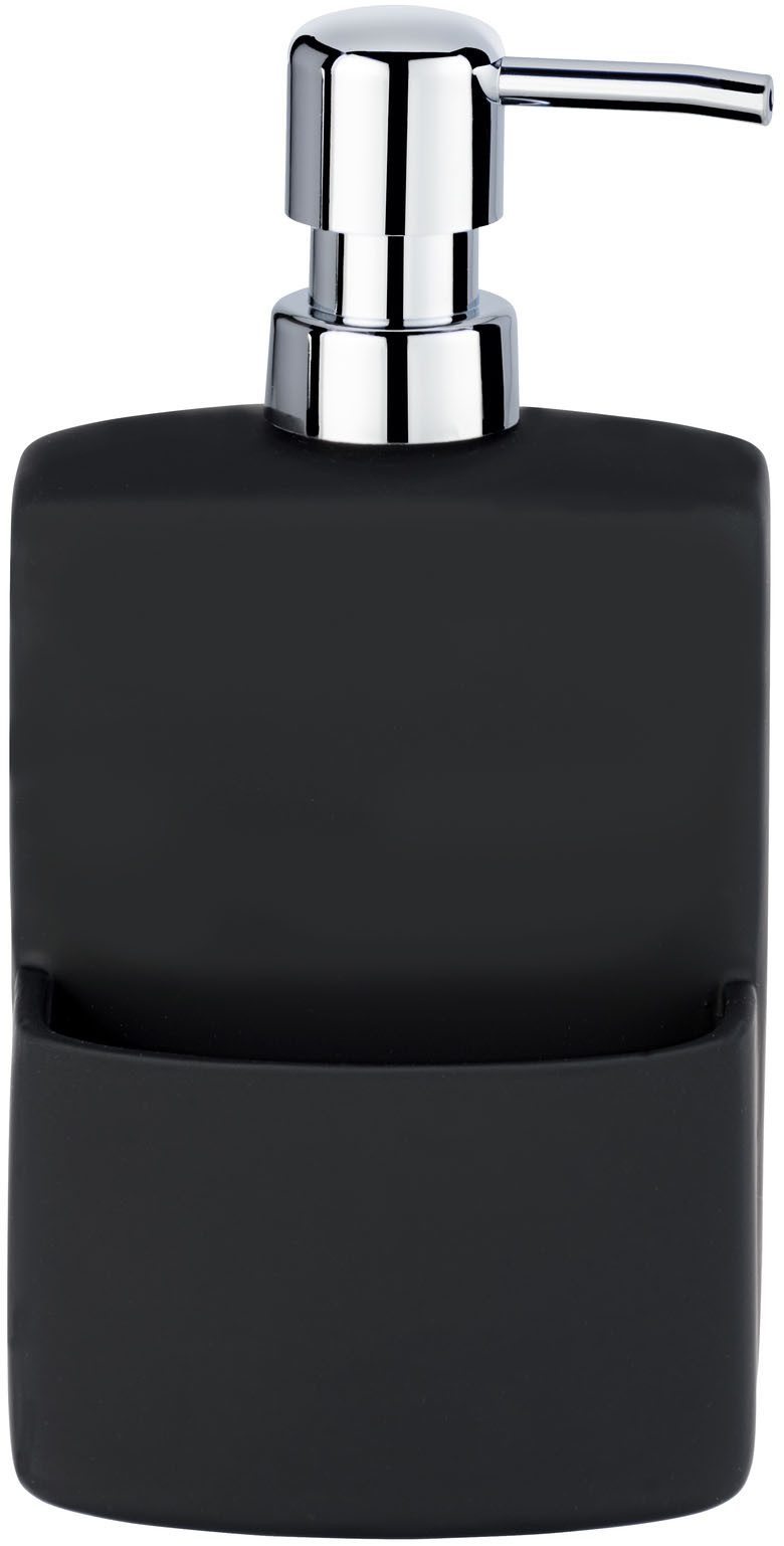 WENKO Dispenser voor afwasmiddel Model Festival van keramiek, soft-touch coating, met afwasponsvak, 380 ml (1-delig)