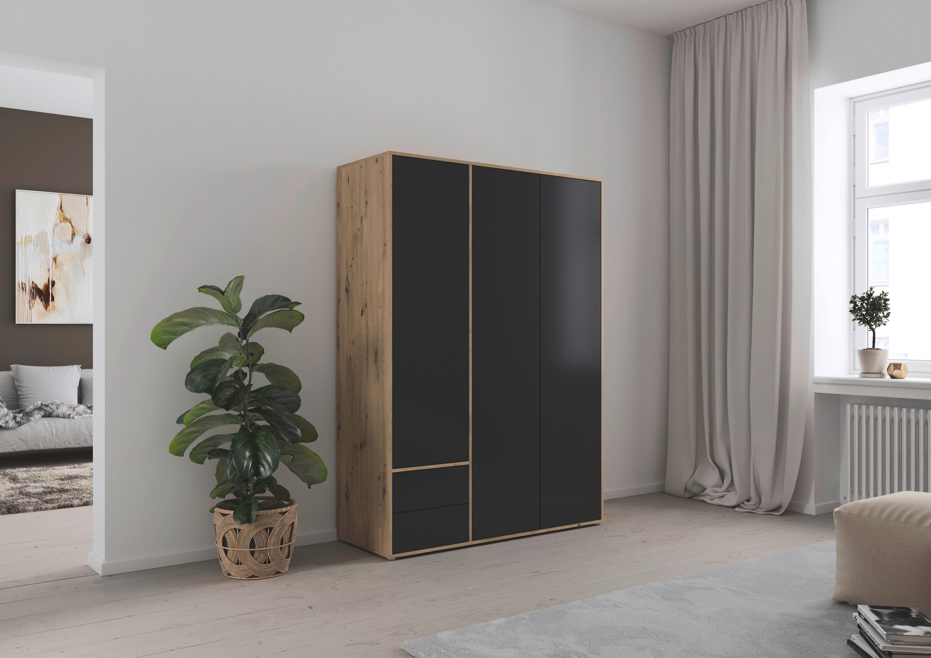 rauch Draaideurkast Kledingkast Kast Garderobe Wasmand NABILA veel Opbergruimte met 2 lades en push-to-open functie topseller made in germany