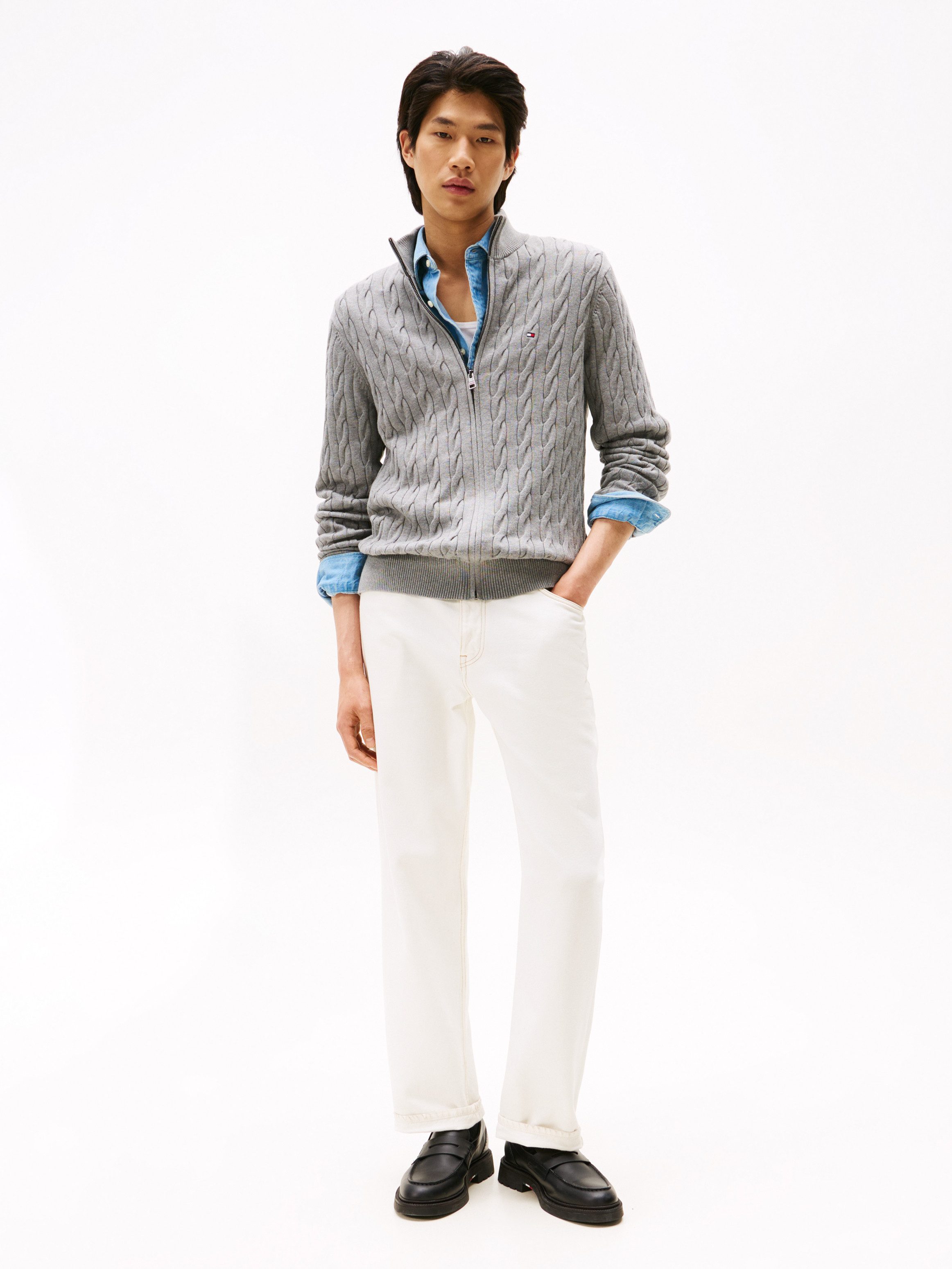 Tommy Hilfiger Vest CLASSIC COTTON CABLE ZIP THROUGH