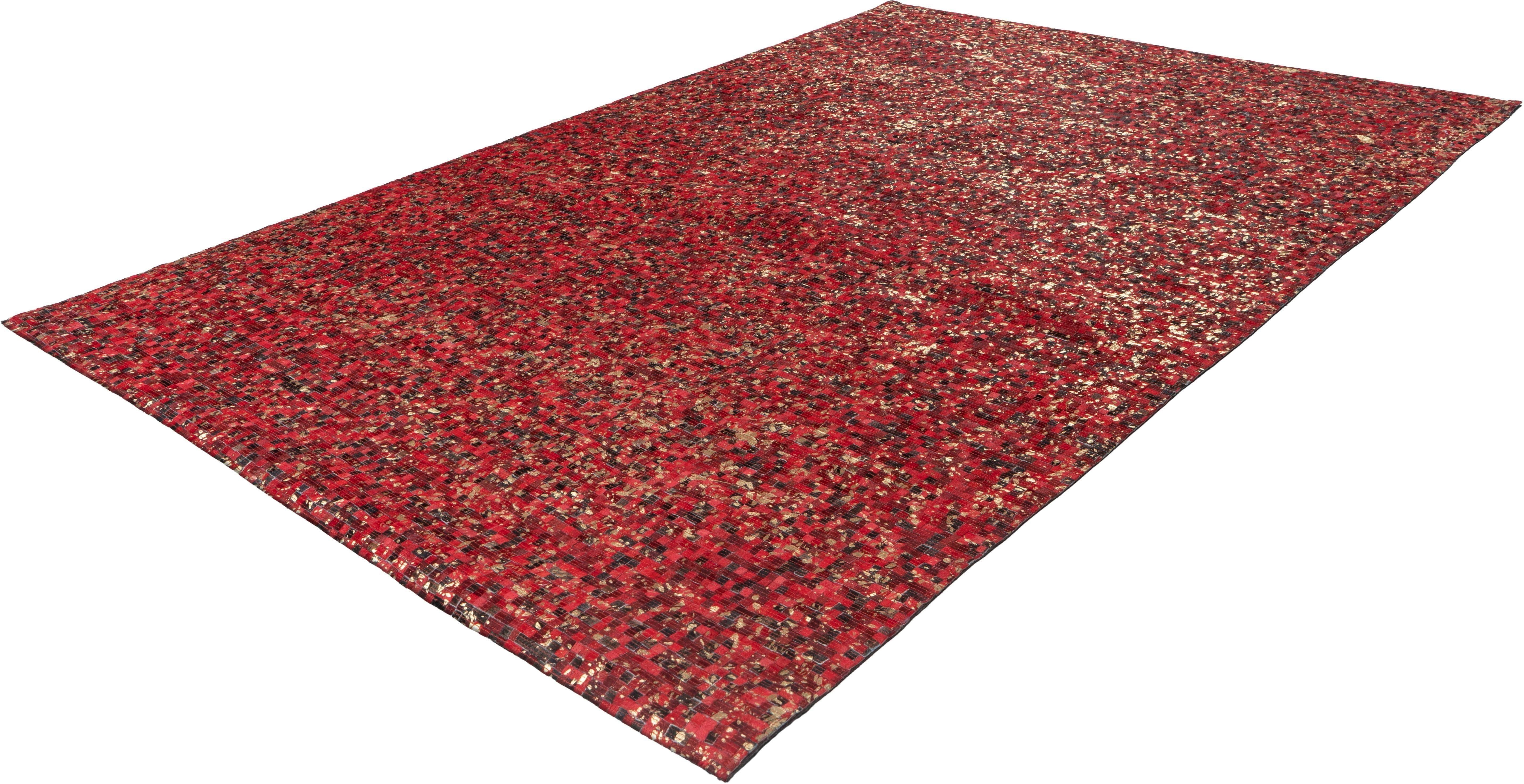 calo-deluxe Vachtvloerkleed Vezzana 615 echte runderhuid, woonkamer dieren vloerkleden maat 80 cm x 150 cm x 5 mm rood