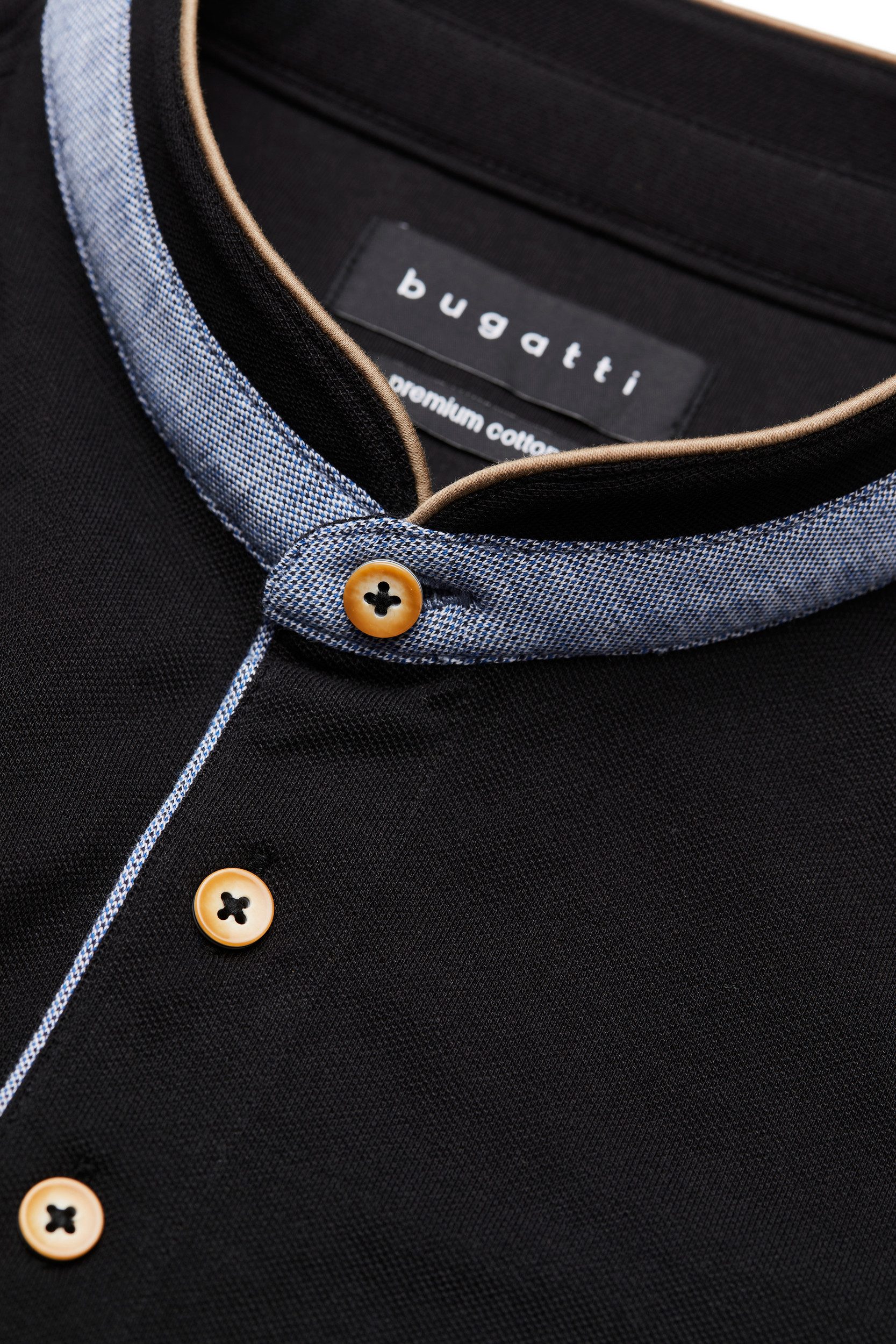 Bugatti Poloshirt met modieuze staande kraag