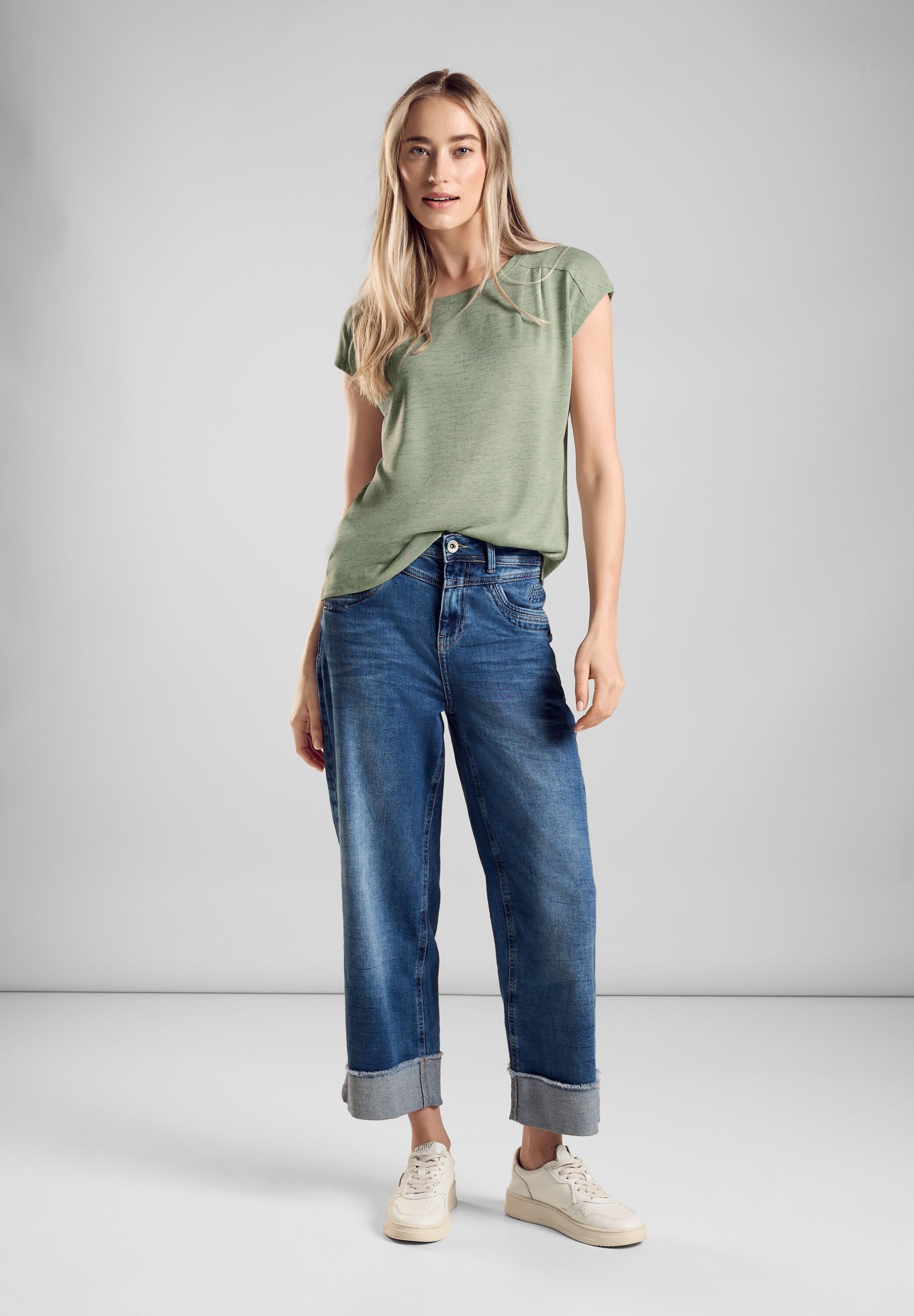 STREET ONE Shirttop met linnen melange-look