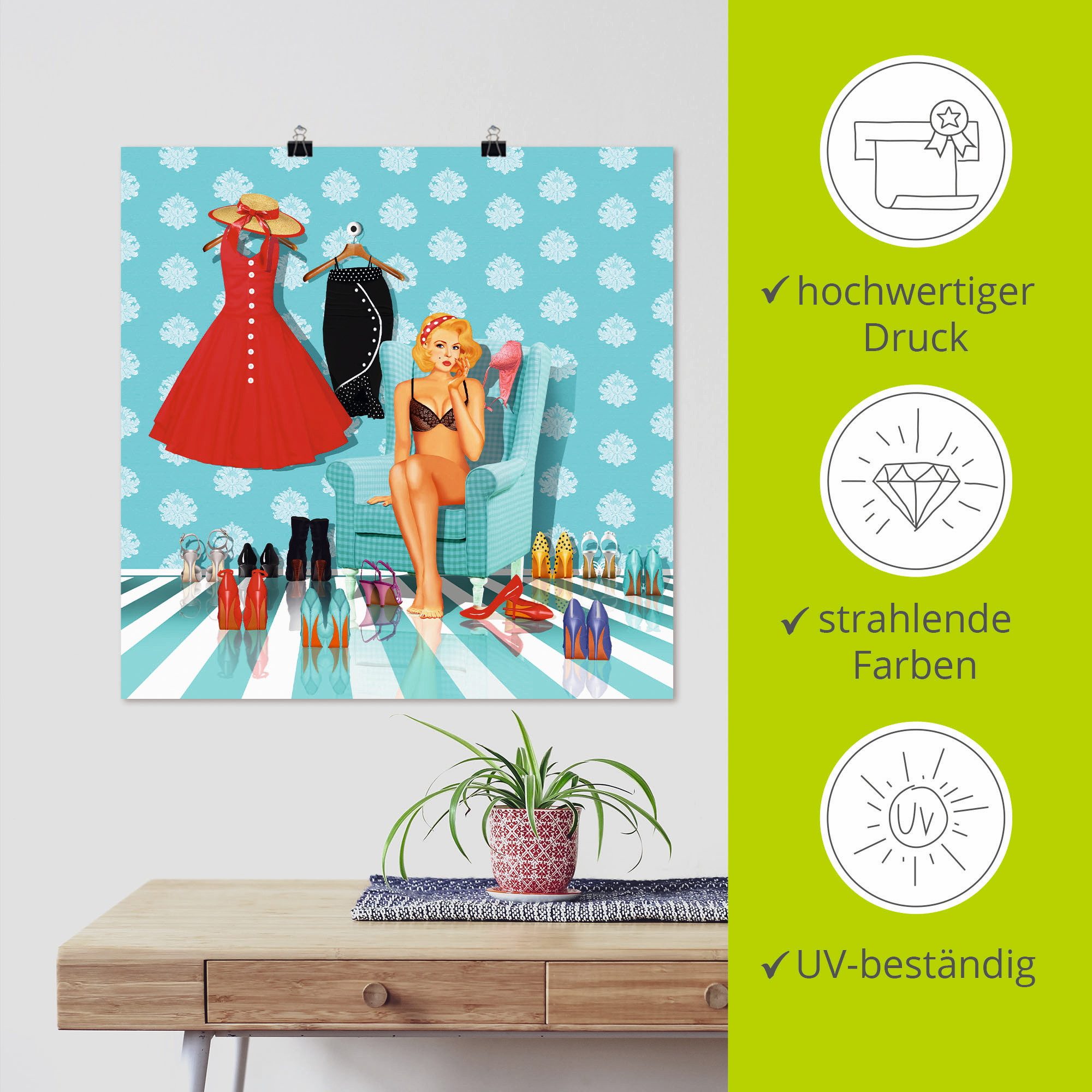 Artland Poster Ik heb niets om aan te trekken als artprint van aluminium, artprint op linnen, muursticker of poster in verschillende maten