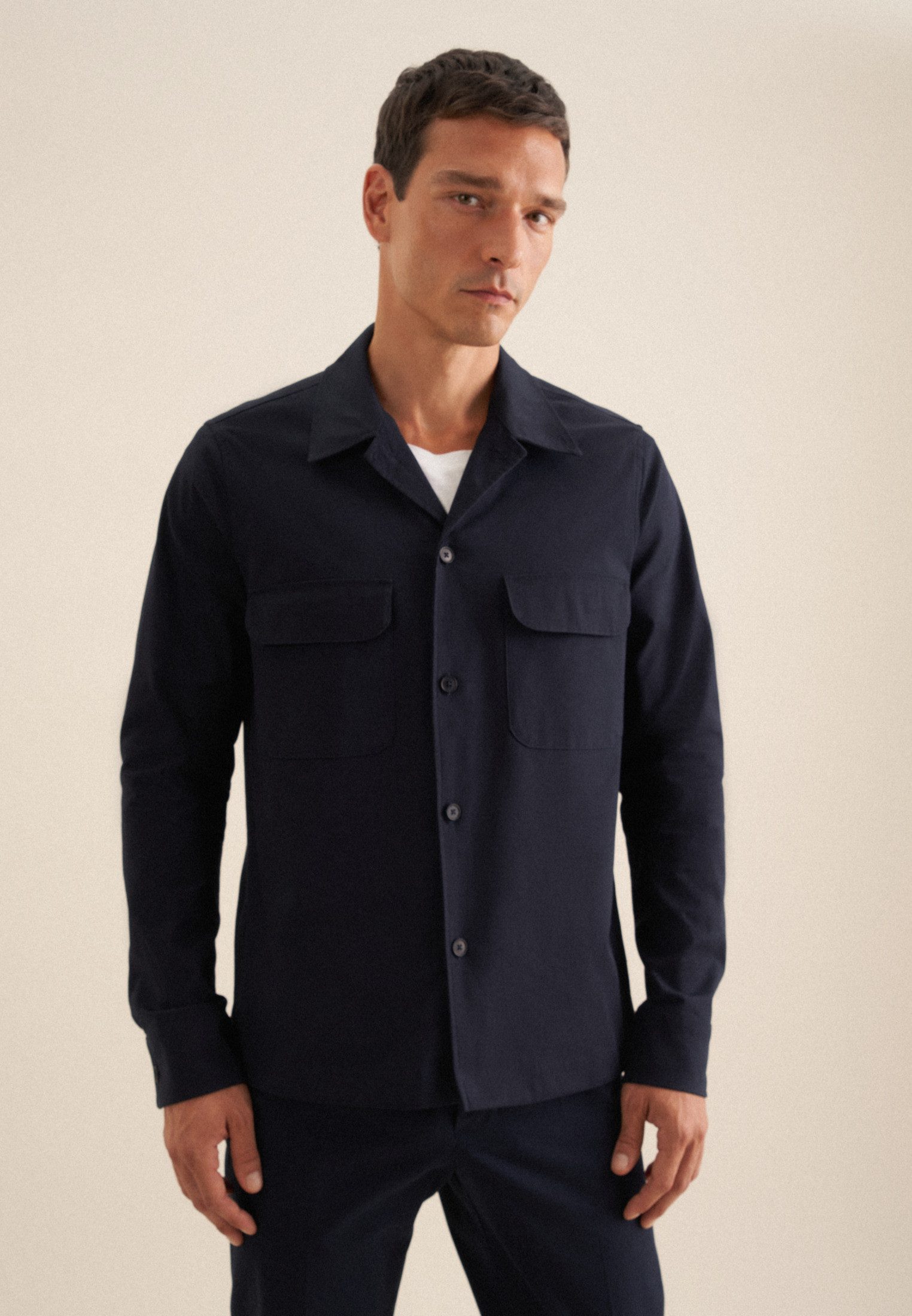 seidensticker Overhemd met lange mouwen Regular Lange mouwen kraag uni heren overhemden maat XL (43-44) blauw