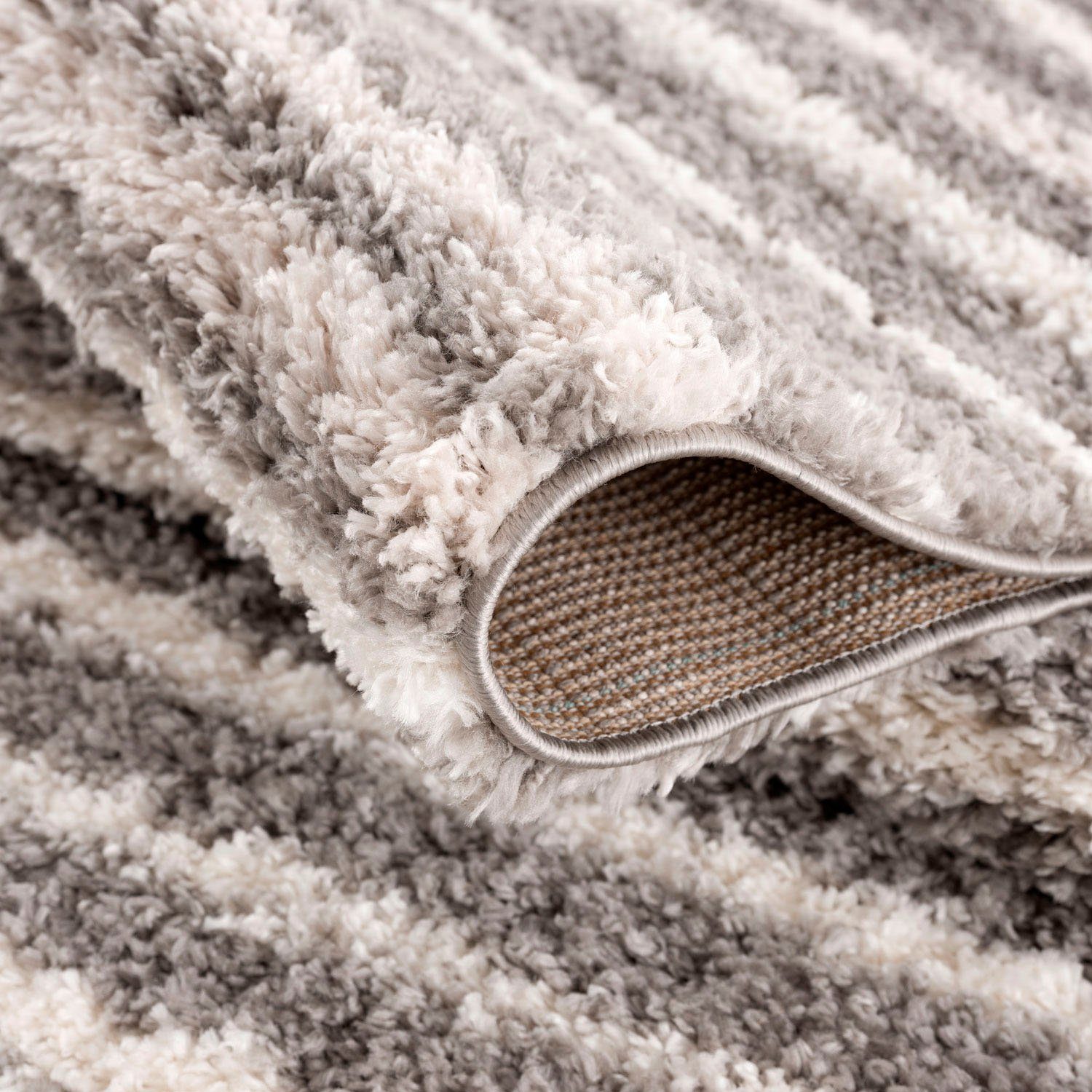 Carpet City Hoogpolig vloerkleed Pulpy 520 bijzonder zacht, met franje, strepen-look