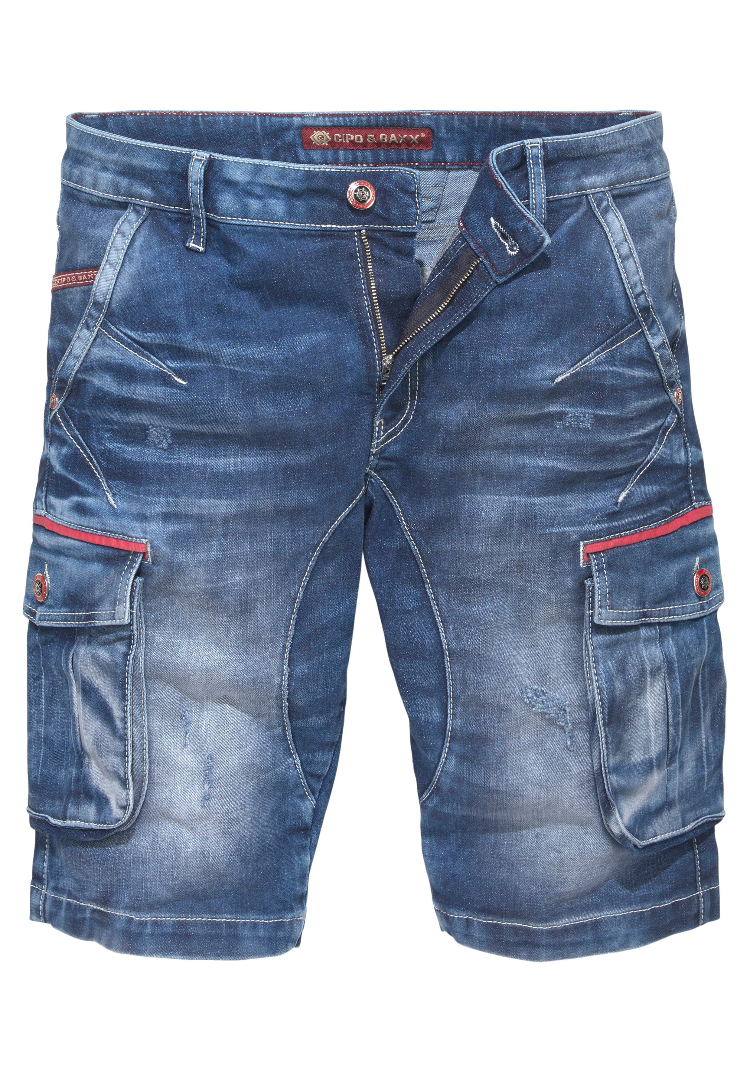 Cipo & Baxx Bermuda in denim , met cargozakken