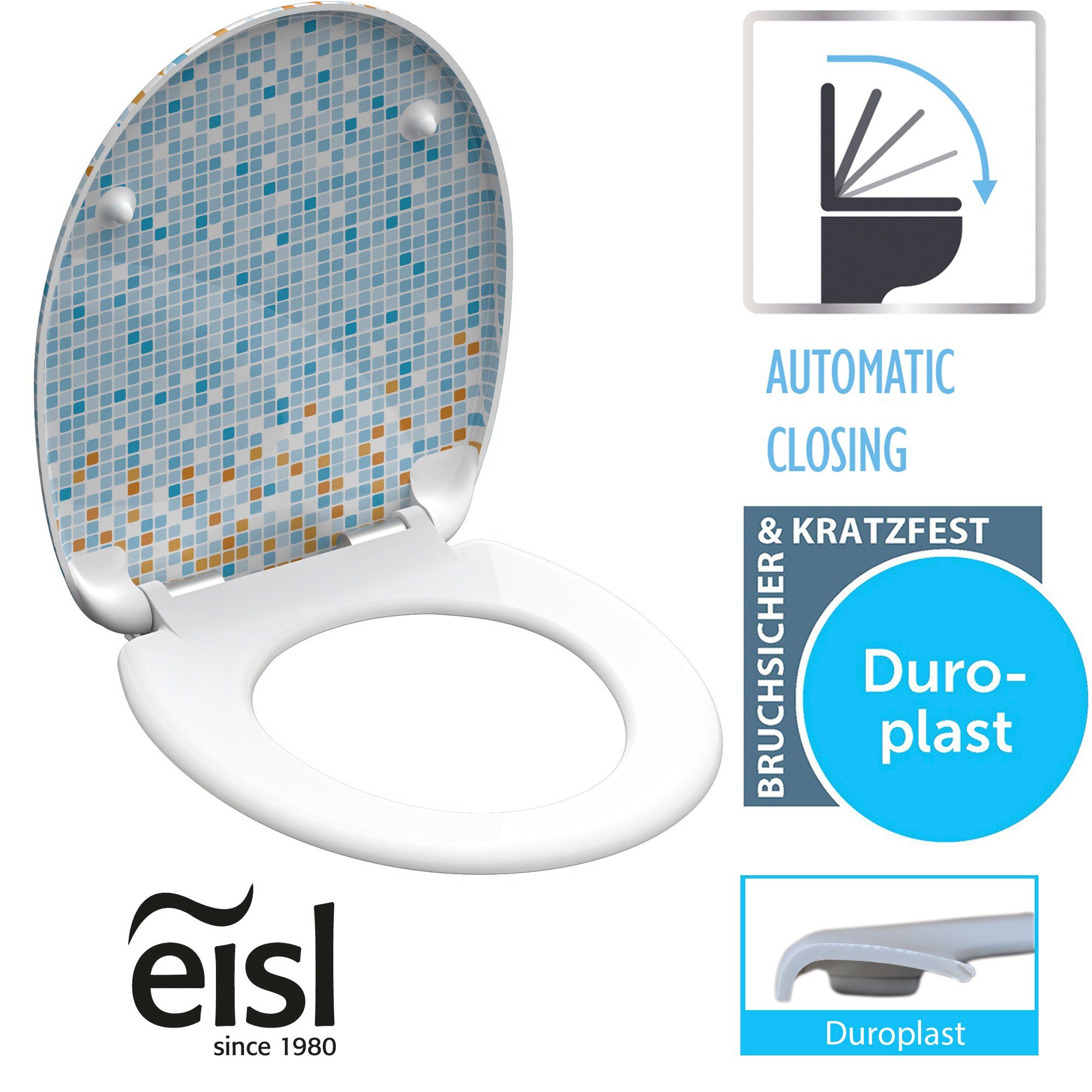 Eisl Toiletzitting Mozaïek Duroplast, softclosemechanisme, max. belasting van de toiletbril 150 kg
