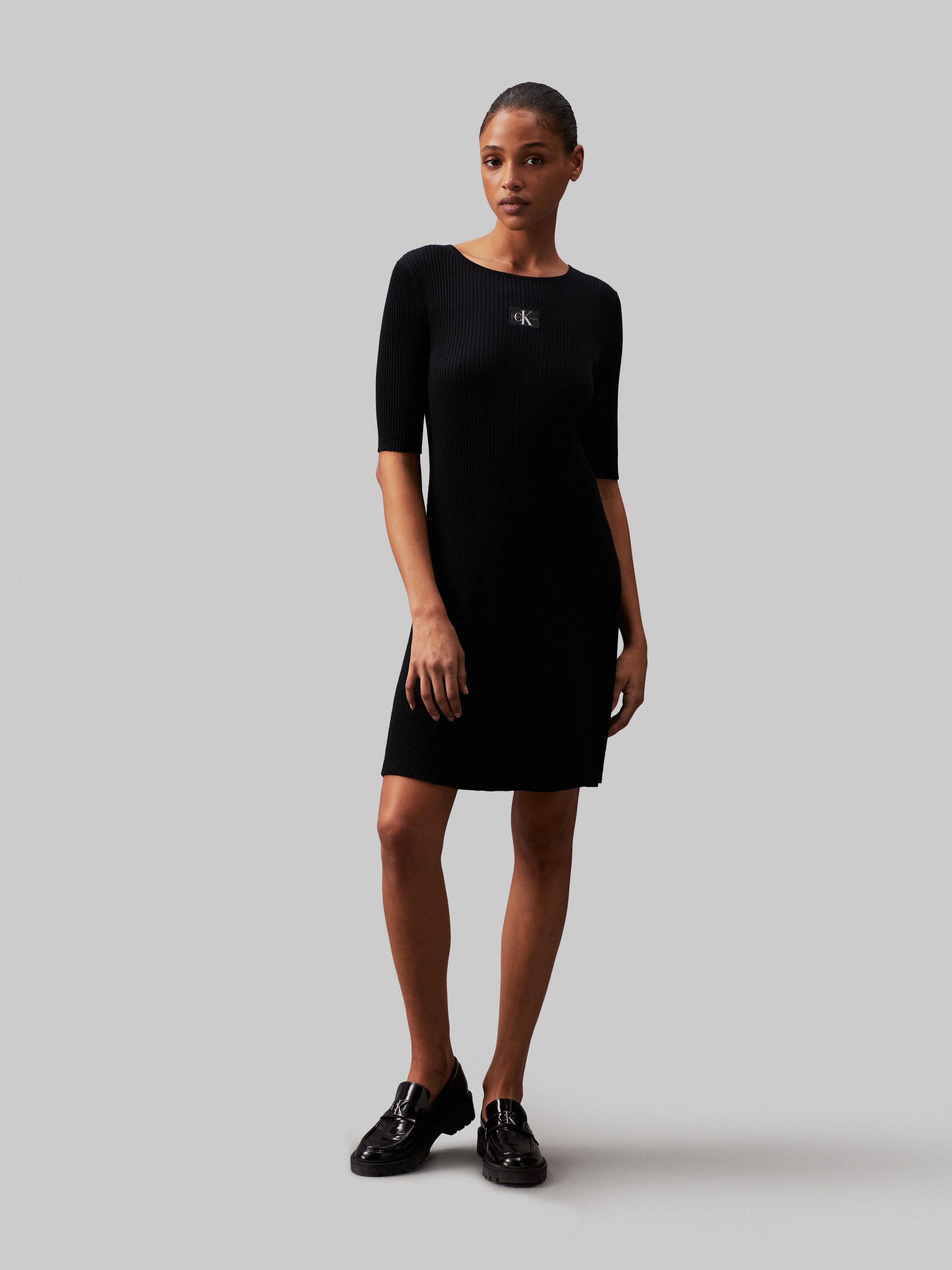 Calvin Klein Sweatjurk WOVEN LABEL SS SWEATER DRESS