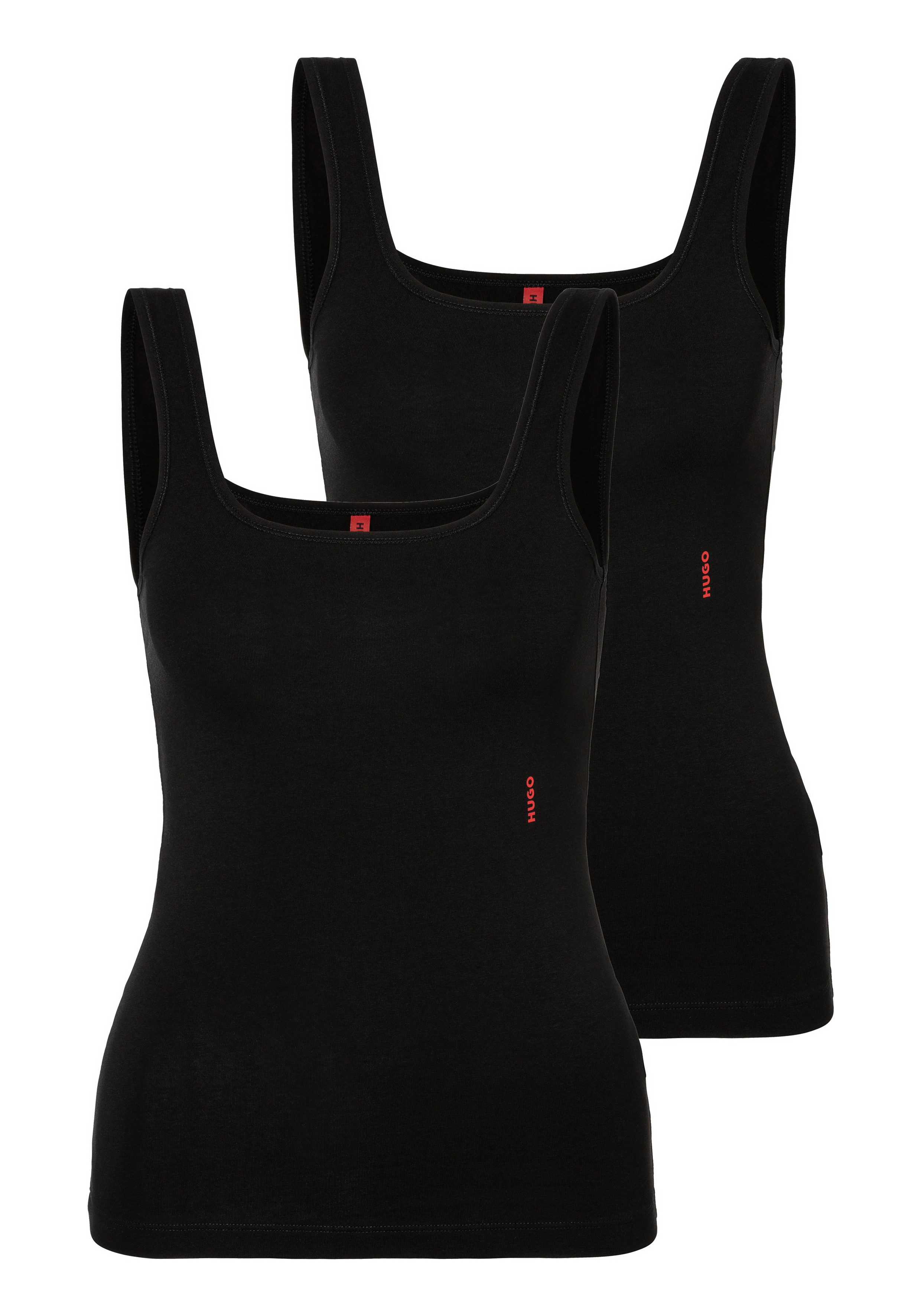HUGO underwear Tanktop TWIN VEST met verticale logoprint (Set van 2) dames onderhemden maat L (40) zwart