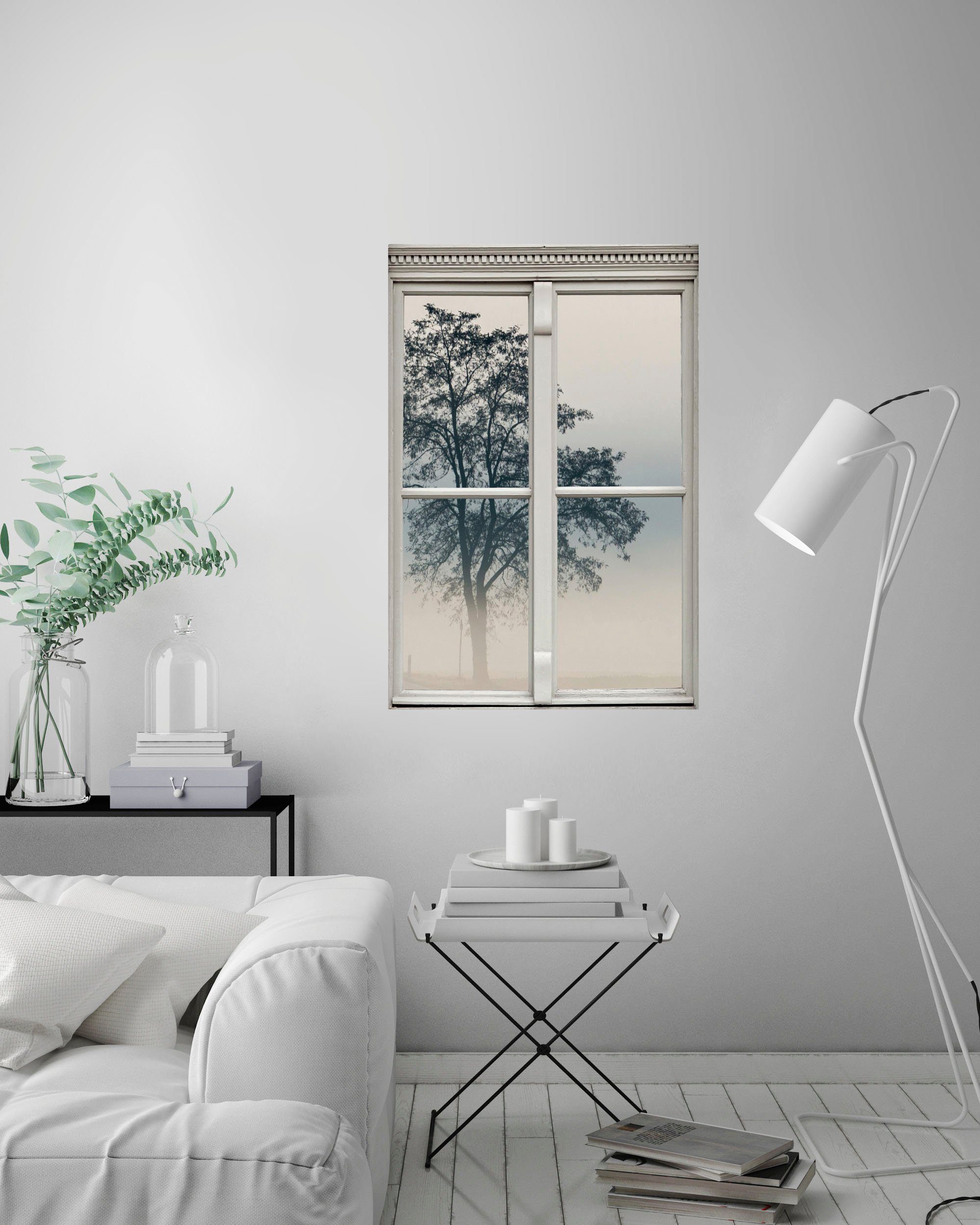 queence Wandfolie Mist Muursticker, muurdecoratie, zelfklevend, 3D, raam