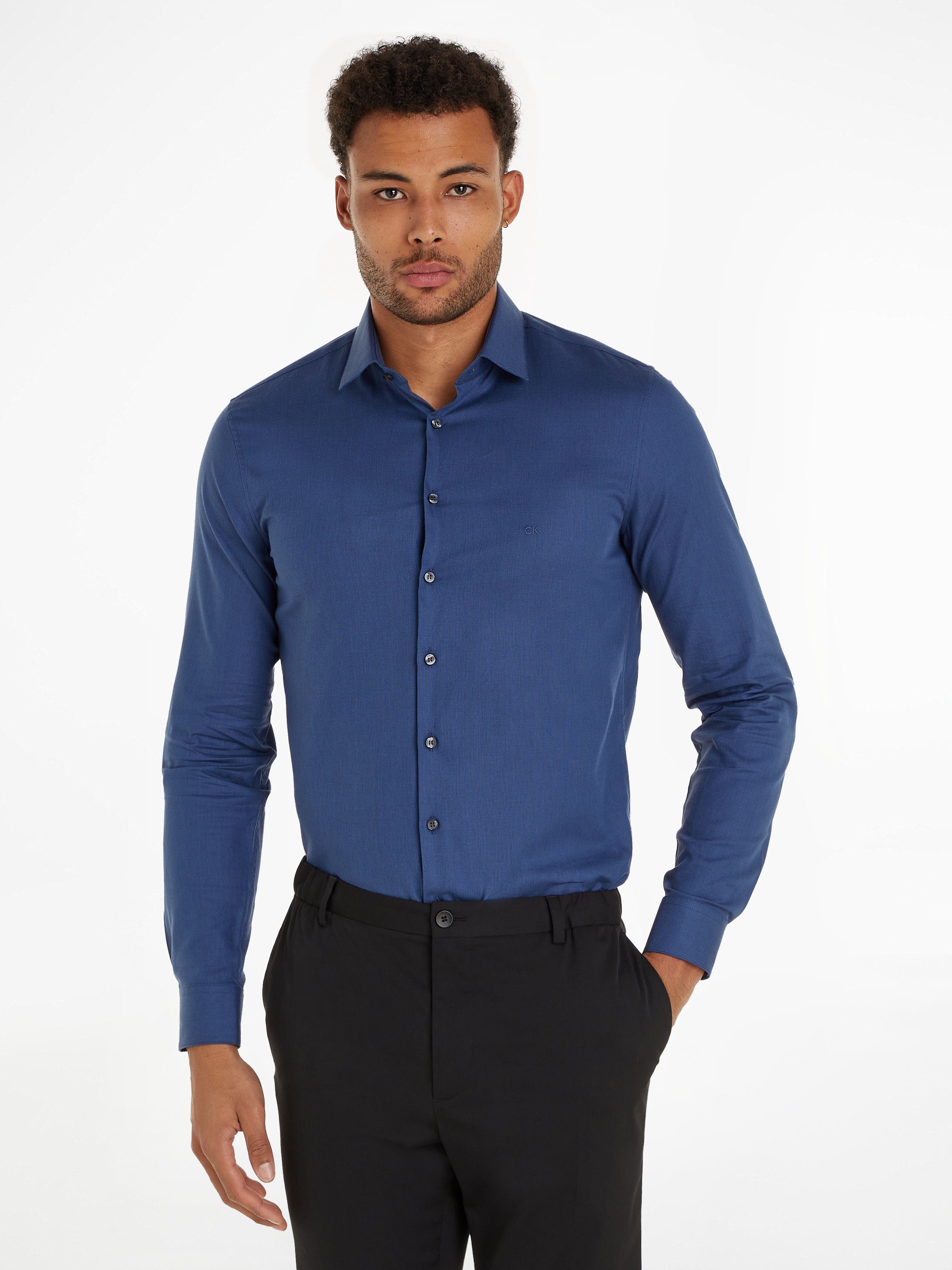 Calvin Klein Overhemd met korte mouwen TONAL STRUCTURE SLIM SHIRT