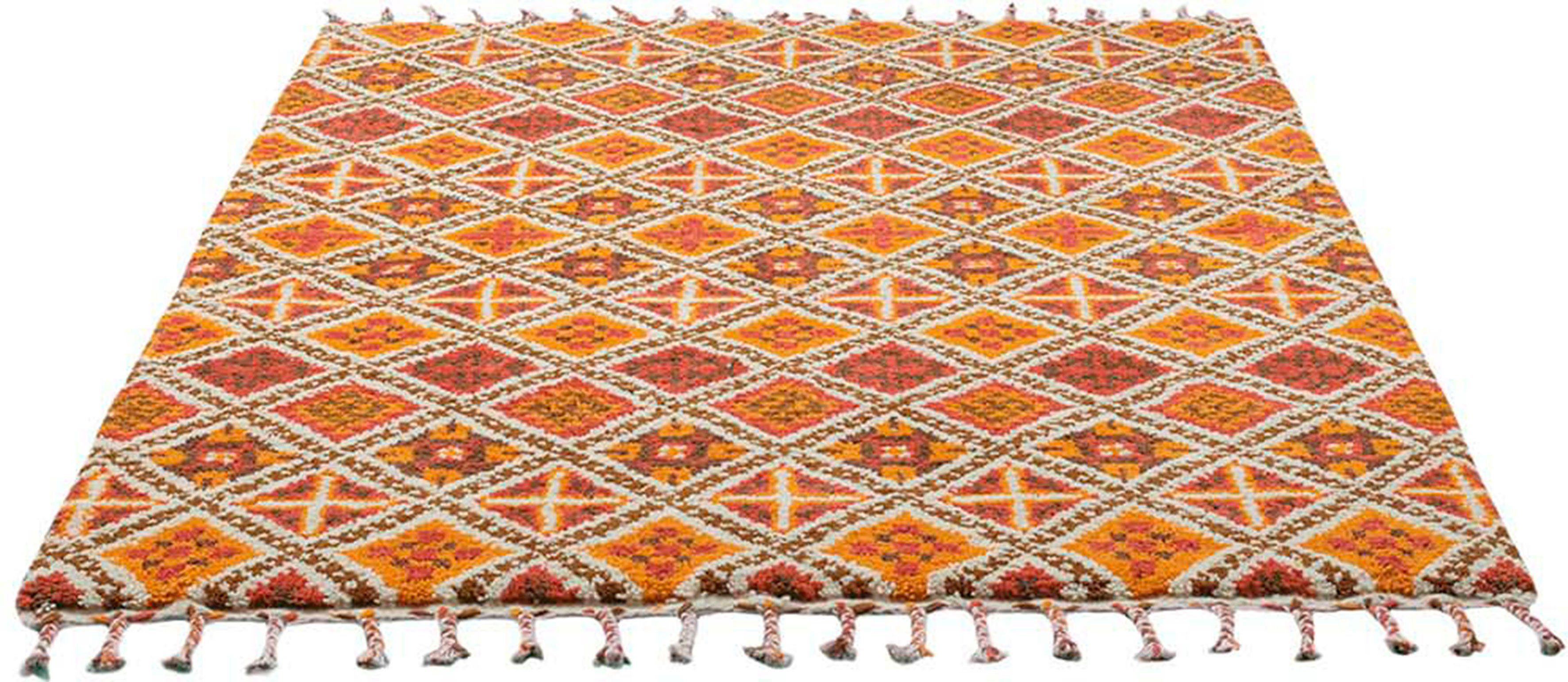 THEKO Wollen kleed Marmoucha echte berber vloerkleed, zuivere wol, met de hand geknoopt, ook als loper wollen vloerkleden maat 70 cm x 240 cm x 24 mm