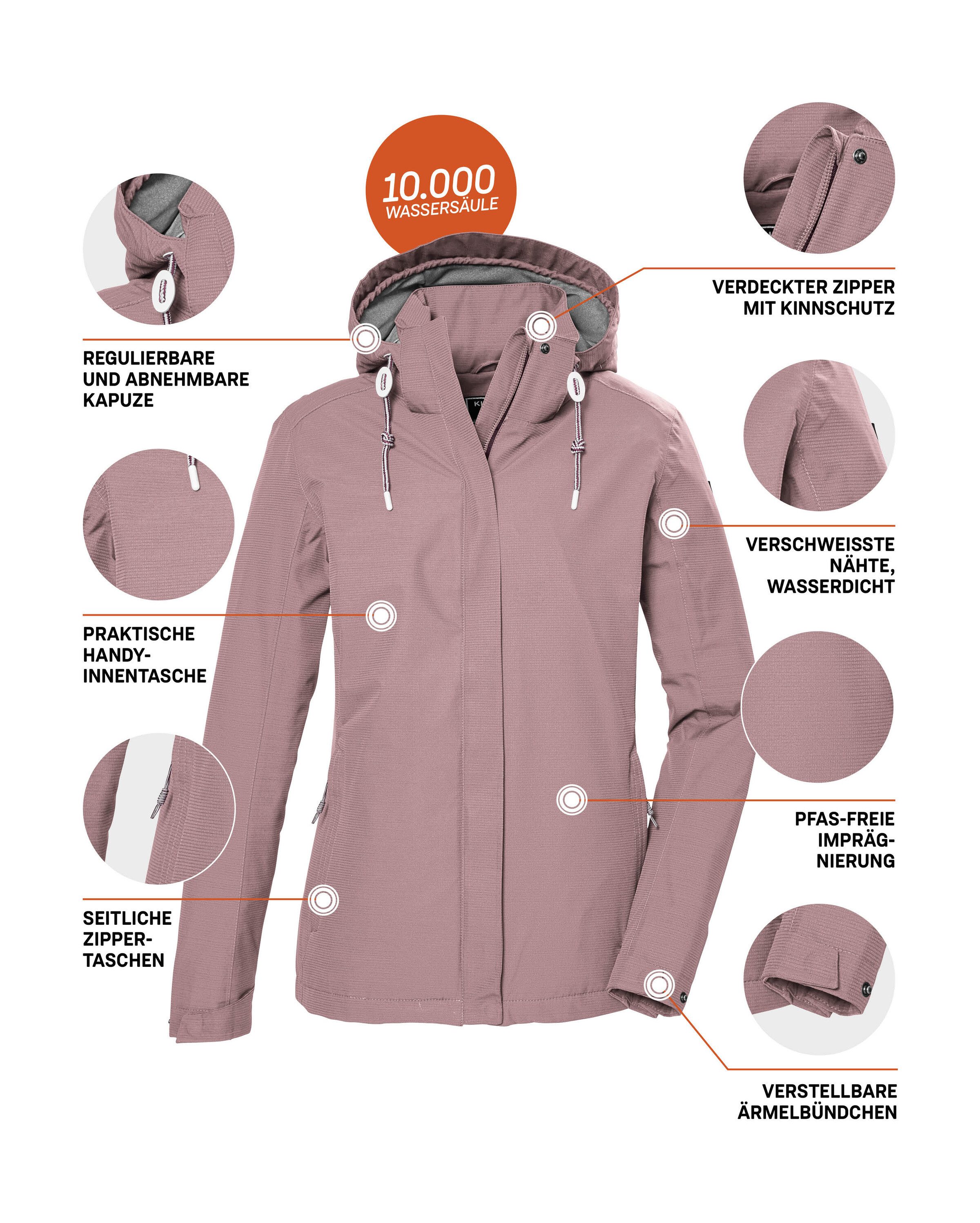 Killtec Outdoorjack KOS 61 WMN JCKT Waterdicht, ademend, afneembare capuchon, duurzame productie